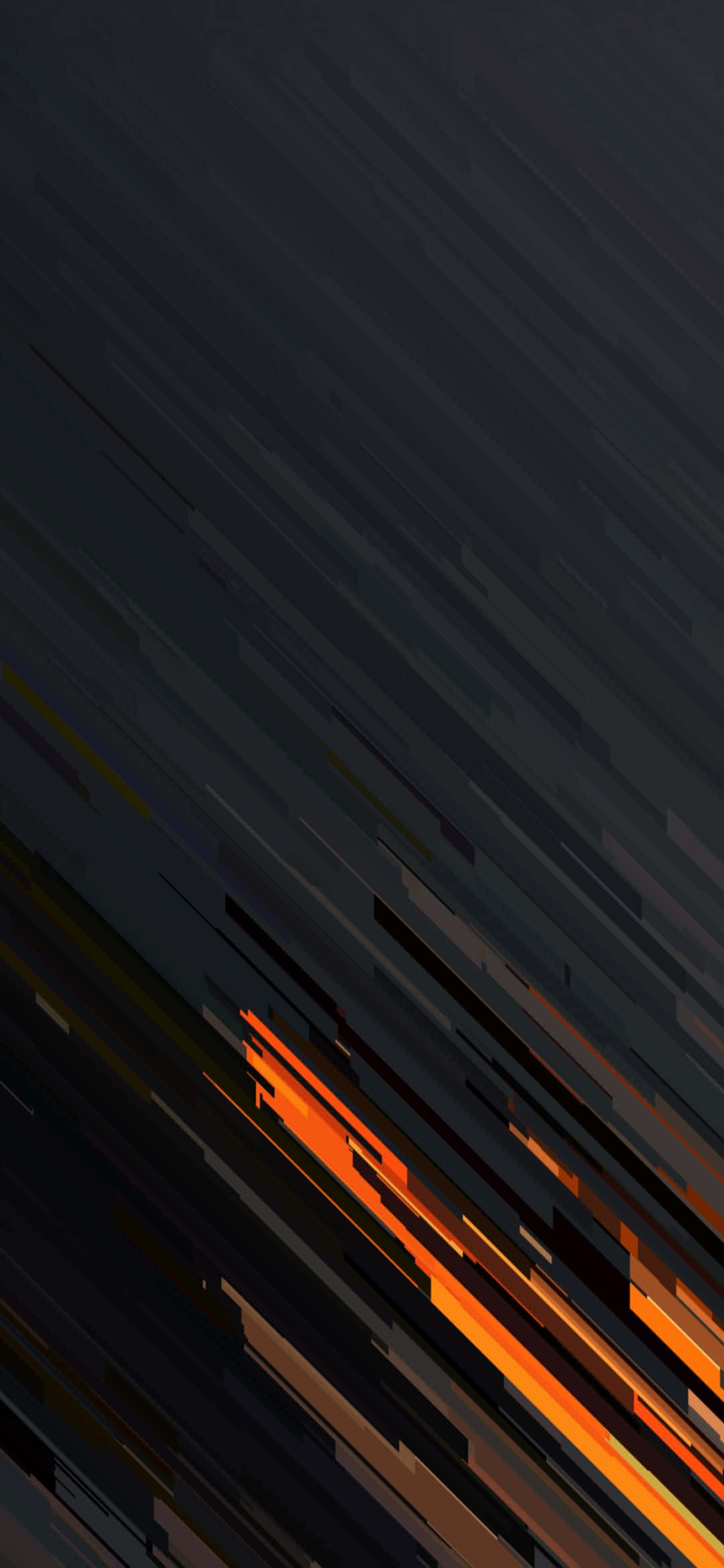 1080x2340 4K Abstrak Swart Oranje Strepe Muurpapier