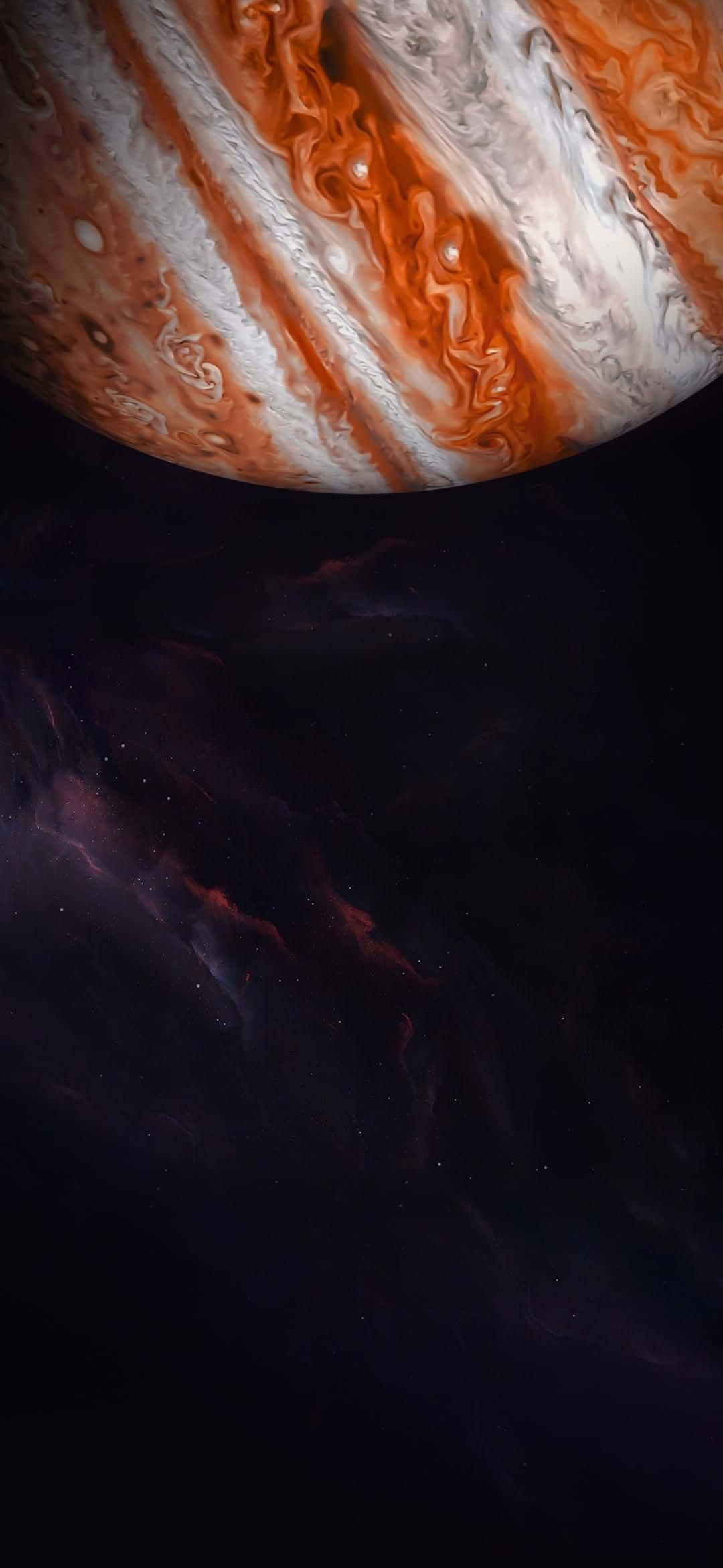 1080x2340 4K Digitale Kuns van die Planeet Jupiter Skuins Muurpapier