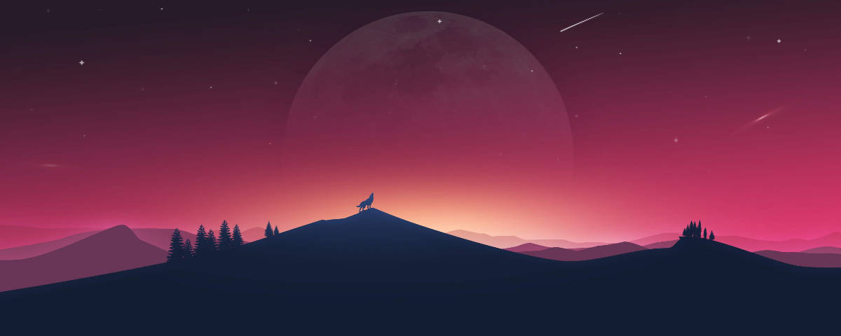 1200x480 Huilende Wolf Muurpapier