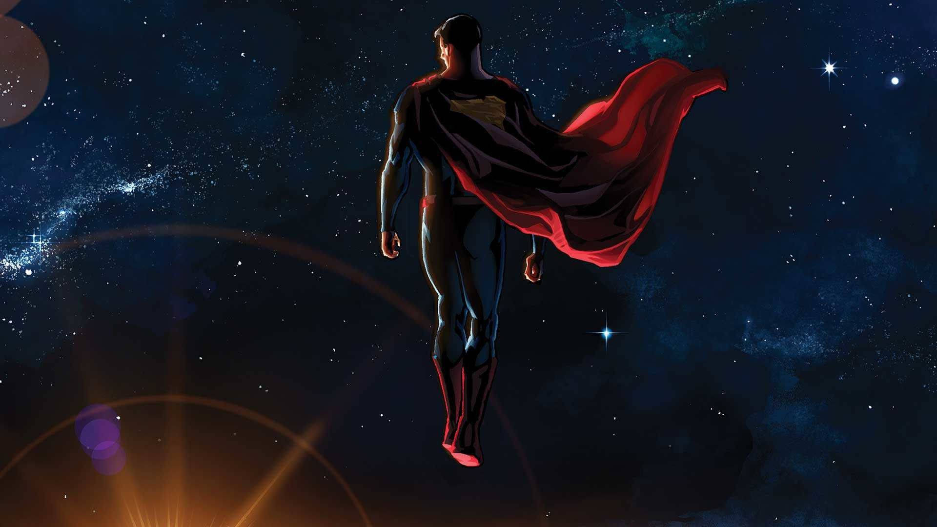12K Superman in die ruimte Muurpapier