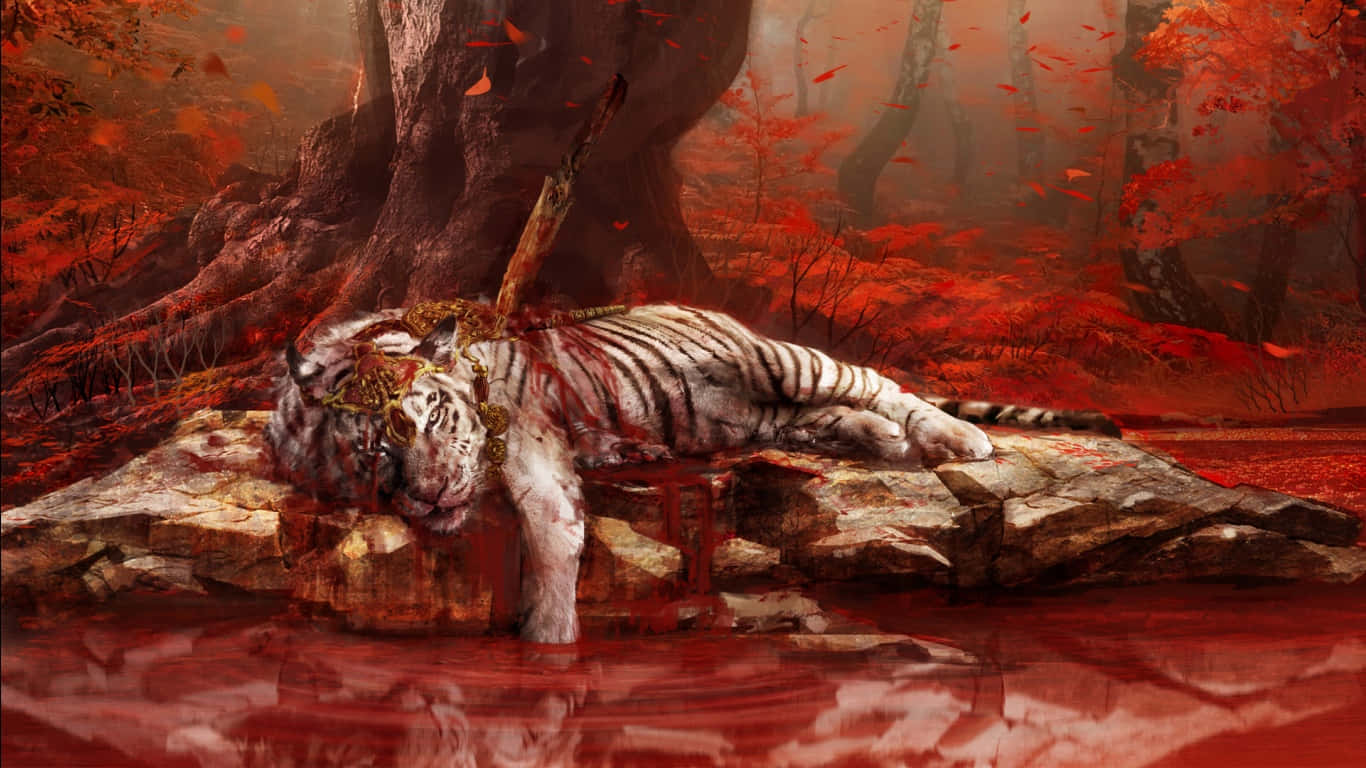 1366x768 Far Cry 4 Agtergrond Bloedende Sterwende Tier Muurpapier