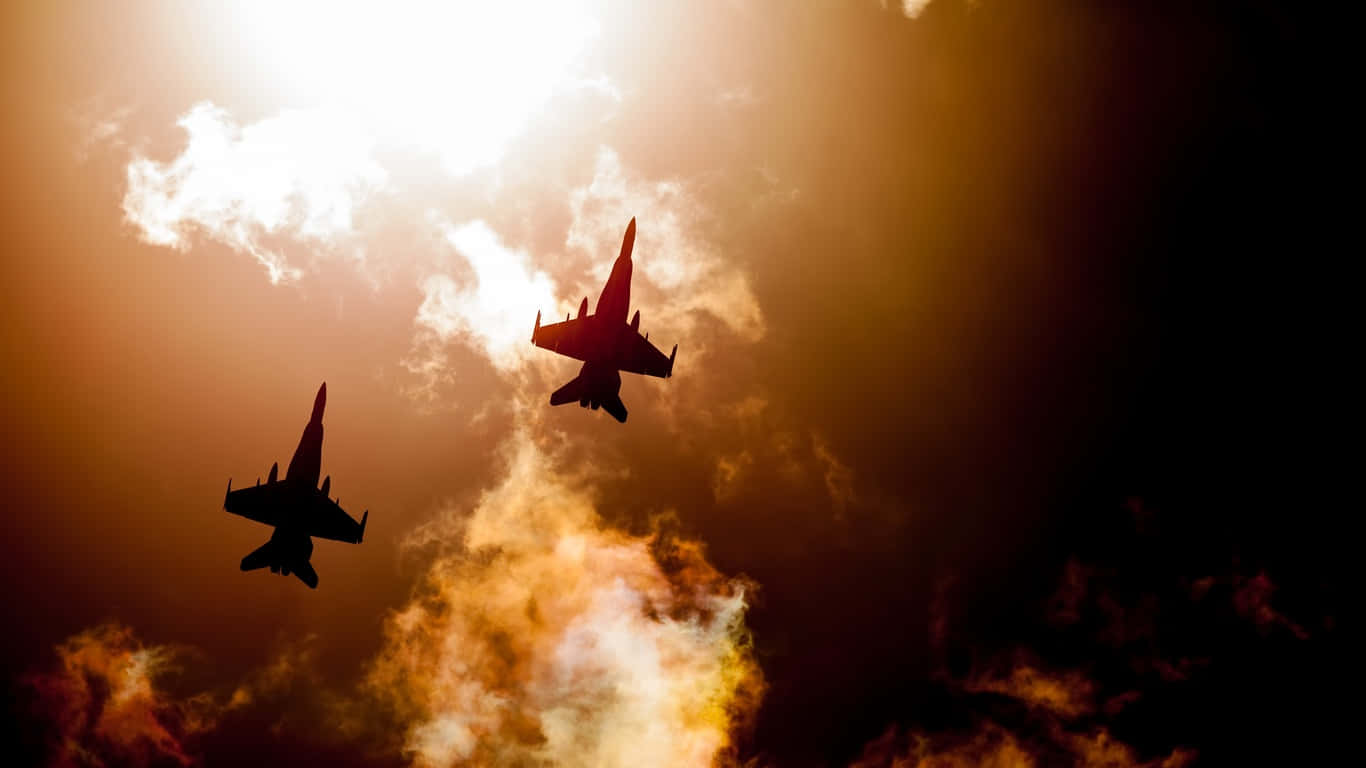 1366x768 Jumbo Jets Agtergrond Bo Die Lug Muurpapier