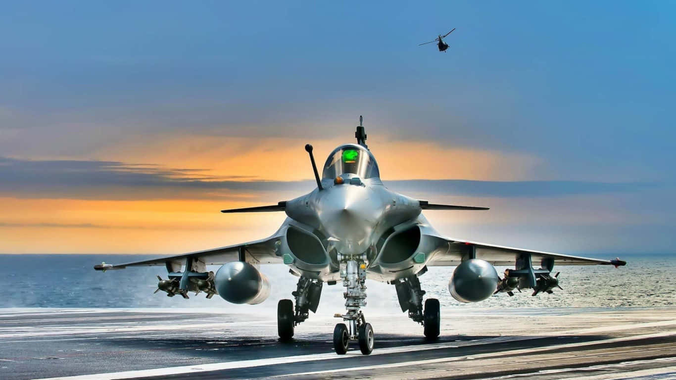 1366x768 Jumbo Jets-agtergrond met Dassault Rafale Muurpapier