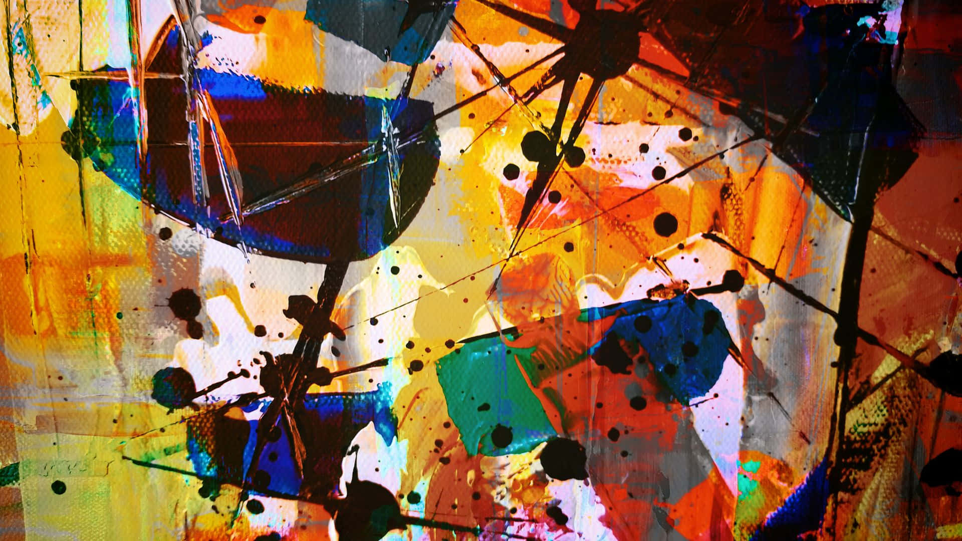1920 X 1080 Abstrakte Kleurvolle Kolle en Strepe Muurpapier
