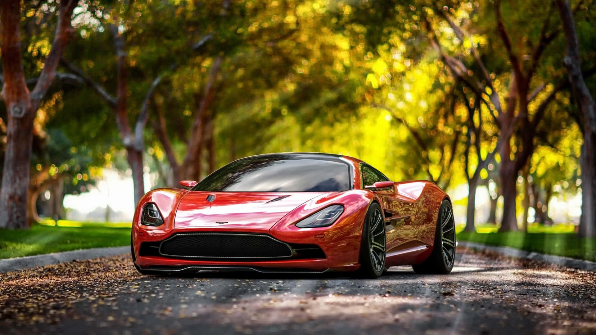 1920 X 1080 Rooi Motor Aston Martin Muurpapier
