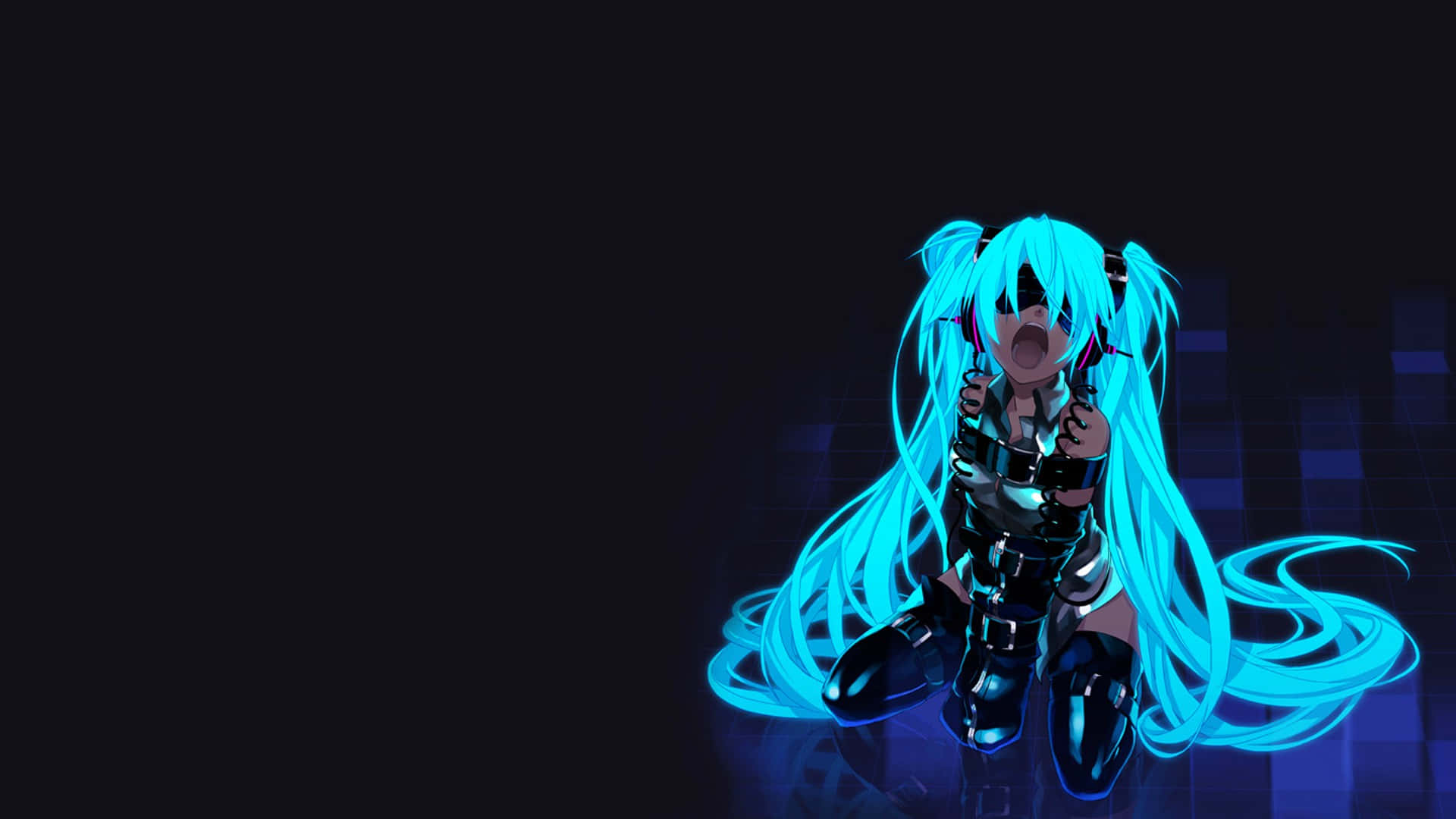 1920x1080 Anime Hatsune Miku Luminescent Blou Muurpapier