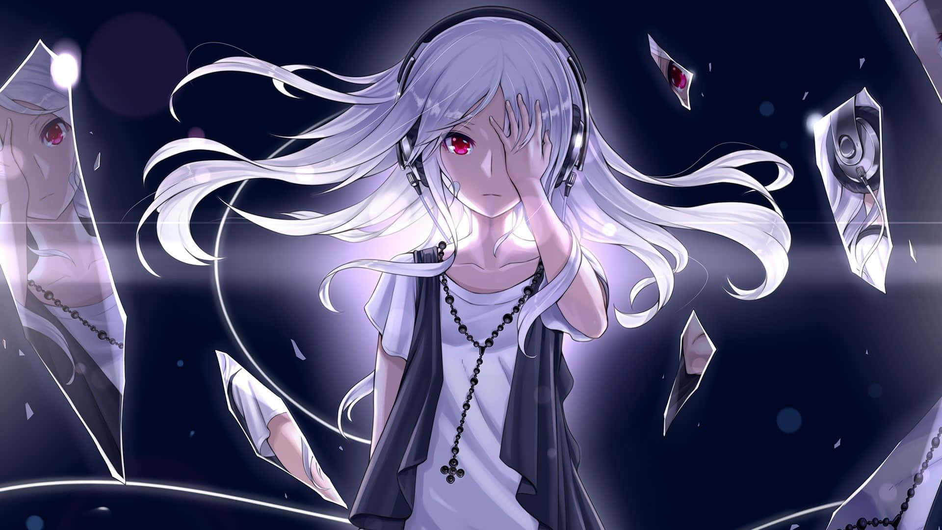 1920x1080 Anime Meisie Swart Grys Muurpapier