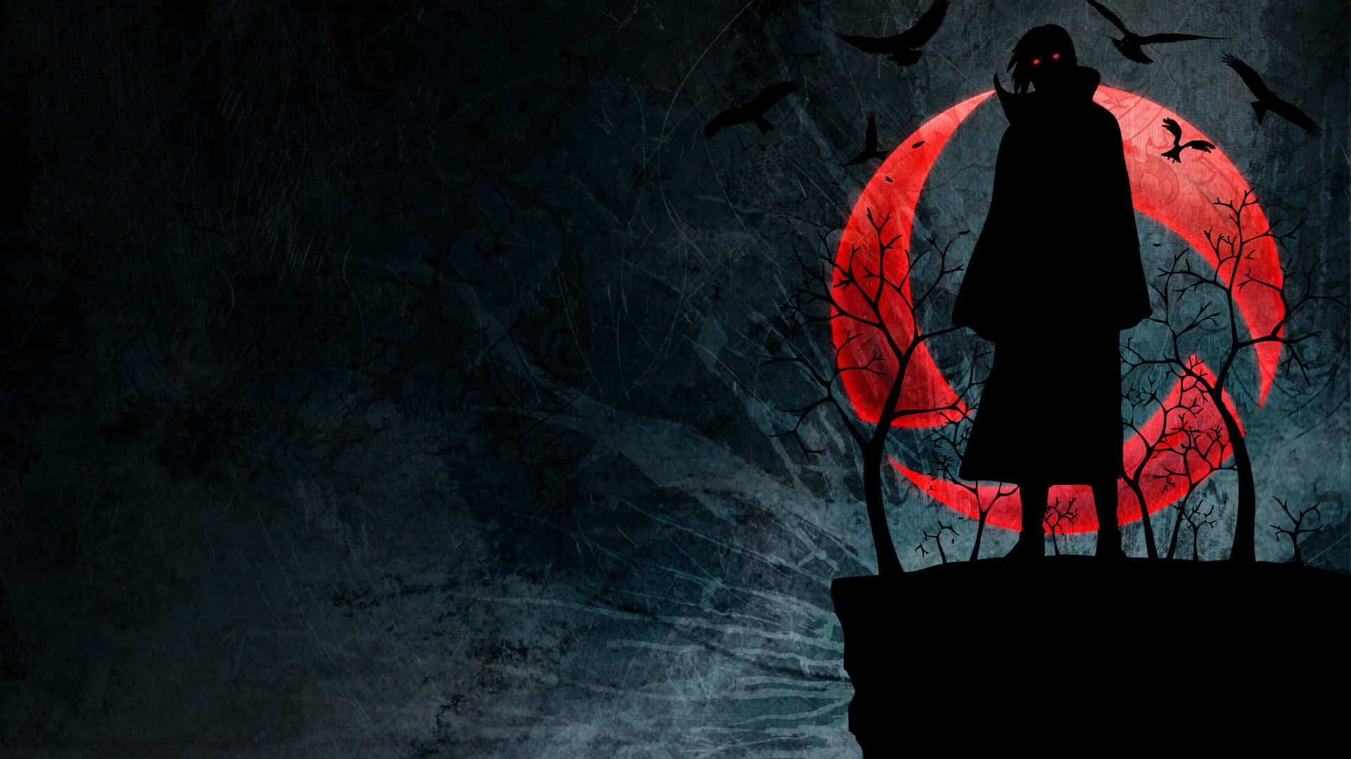 1920x1080 Anime Itachi Uchiha Silhouet — Anime landskap GIF Muurpapier