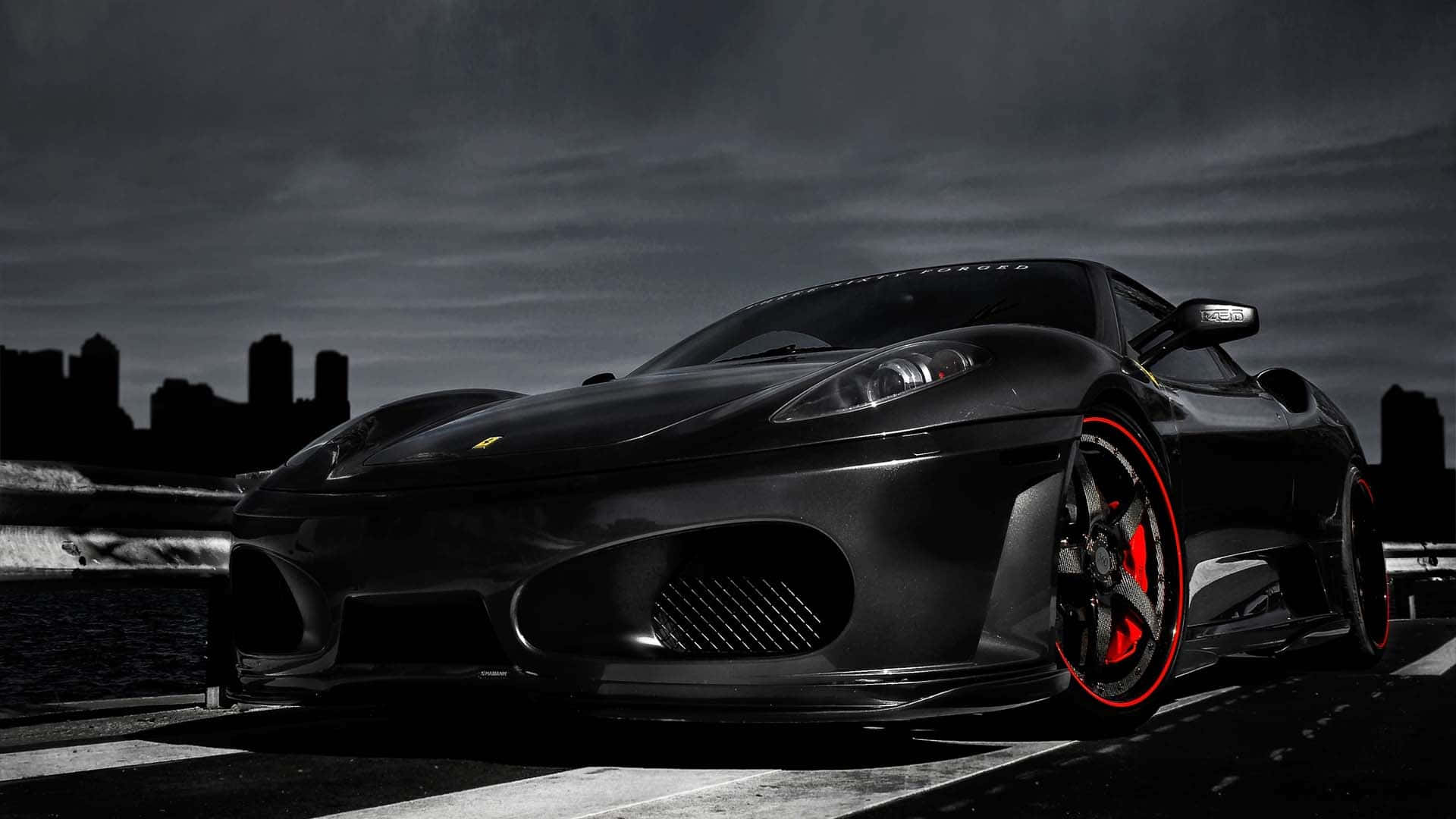 1920x1080 HD Motor Swart Ferrari Muurpapier
