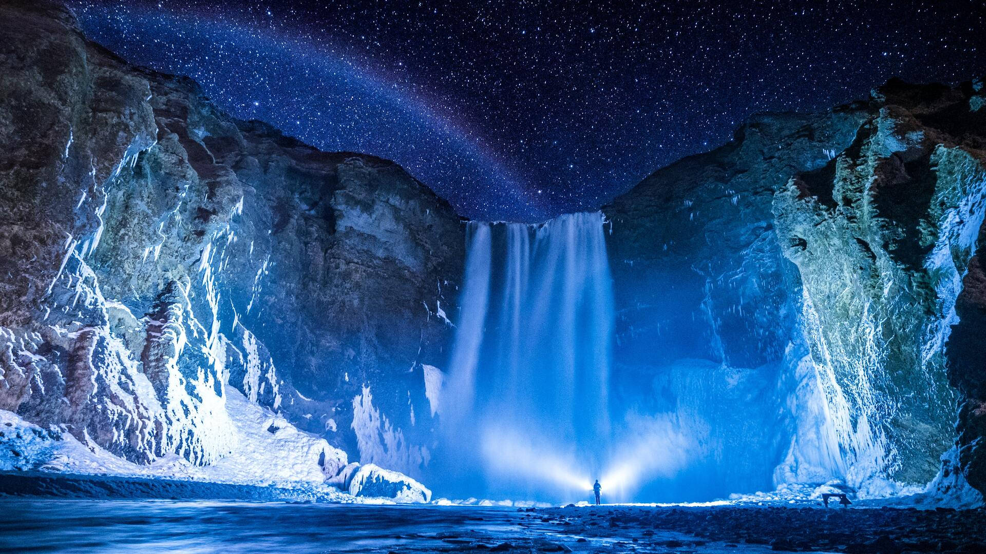 1920x1080 HD Skógafoss Waterval Muurpapier