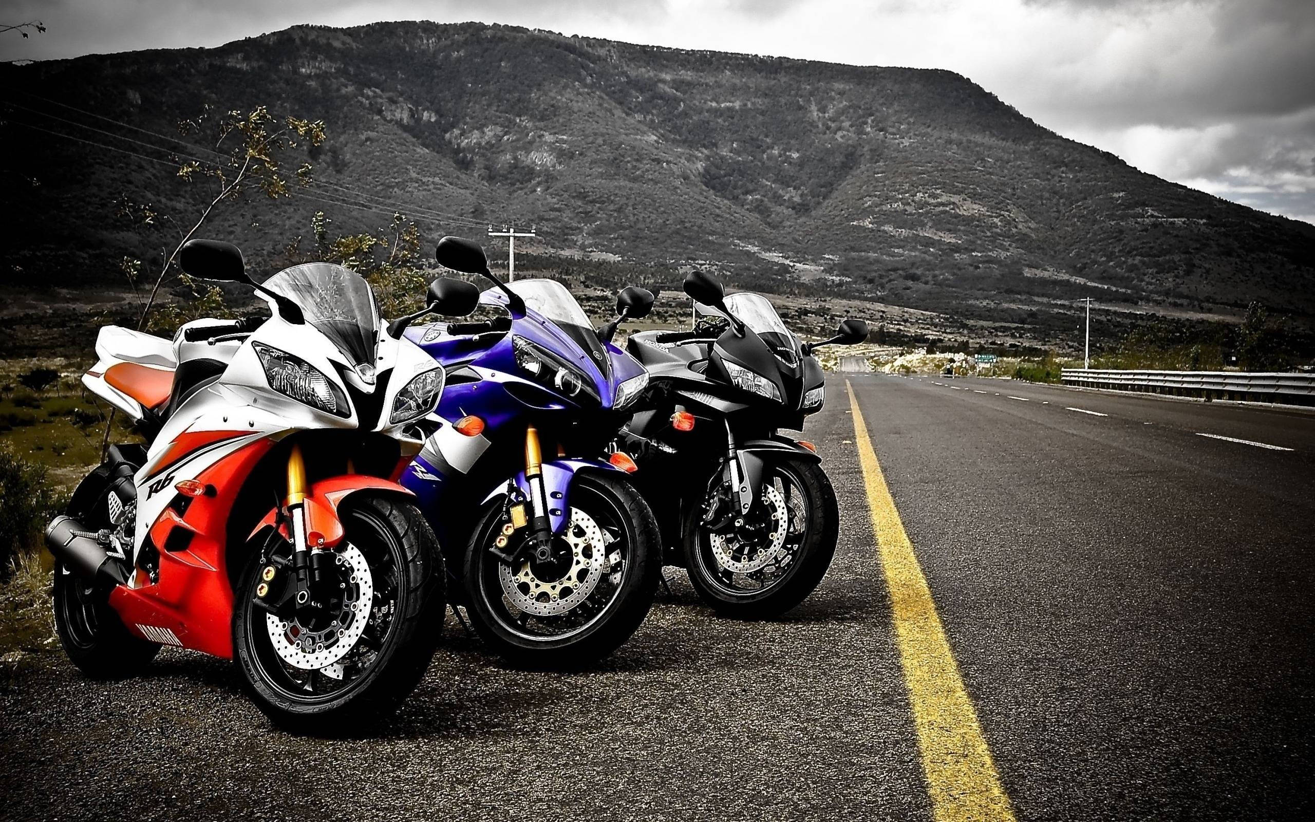 1920x1080 Motorfiets Rooi Swart Blou Muurpapier