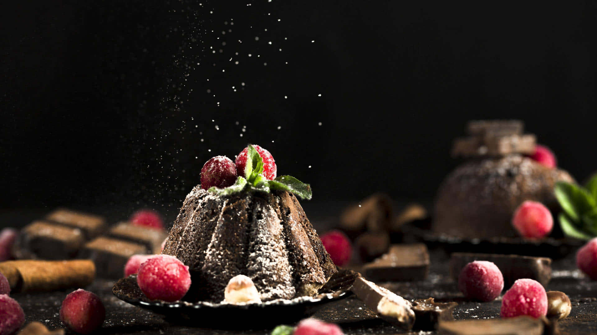 1920x1080 Nagereg Agtergrond Sjokolade Bundt Koek Muurpapier