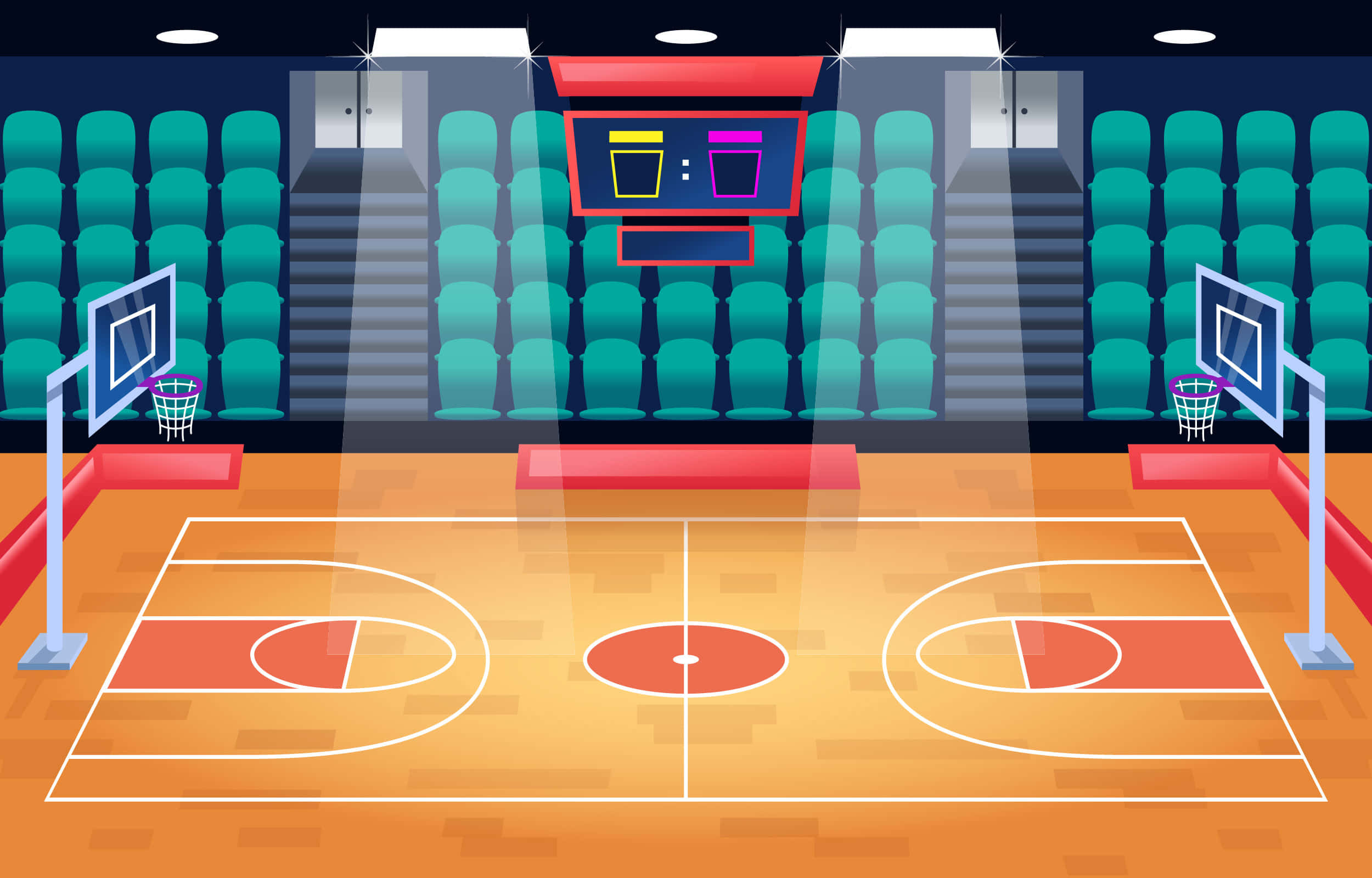 2D-basketbalbaanprente Muurpapier