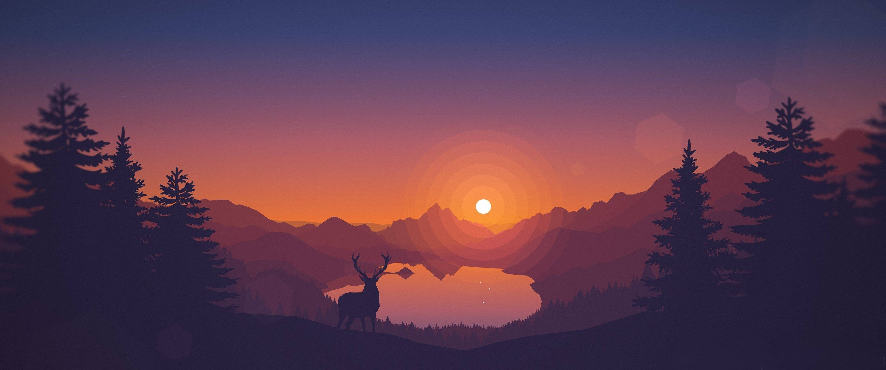 3440x1440 Minimalistiese Sondagvallei Muurpapier