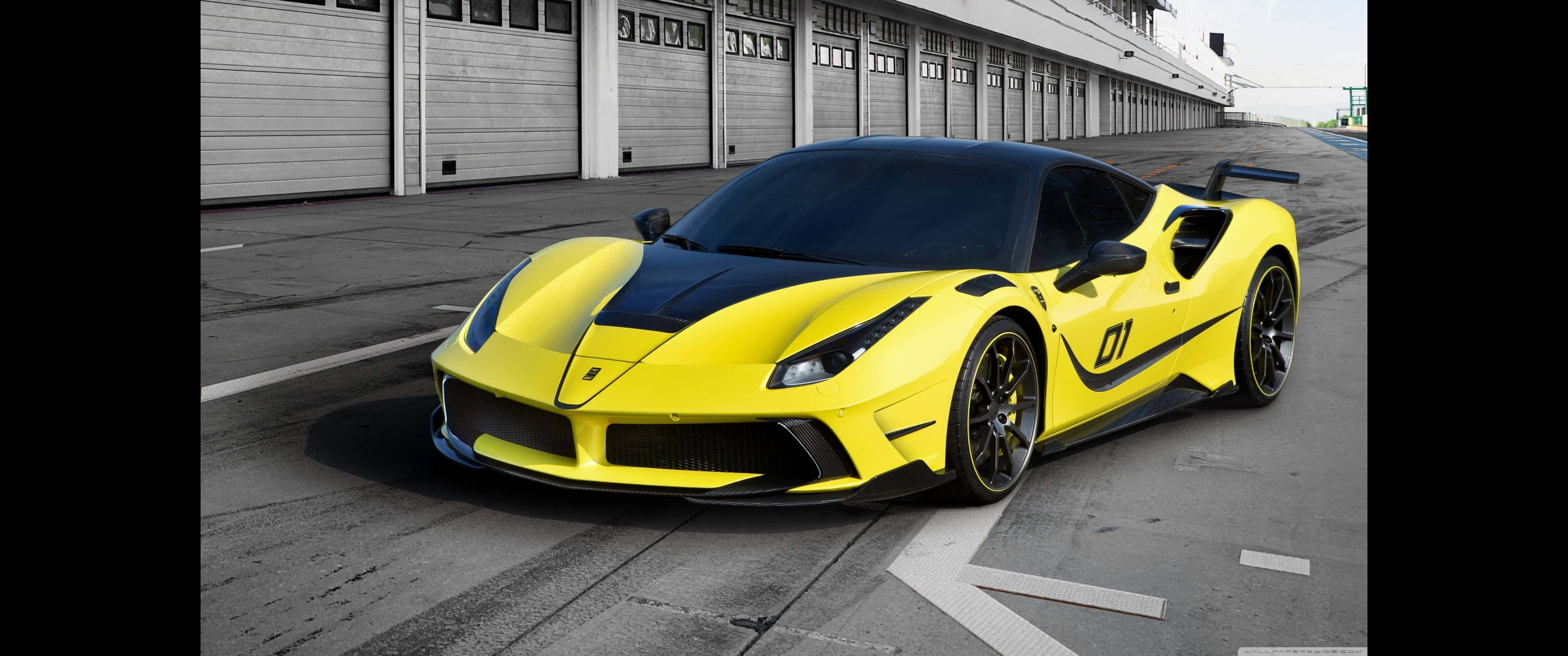 3440x1440p Ferrari-agtergrond Swart Skild Muurpapier