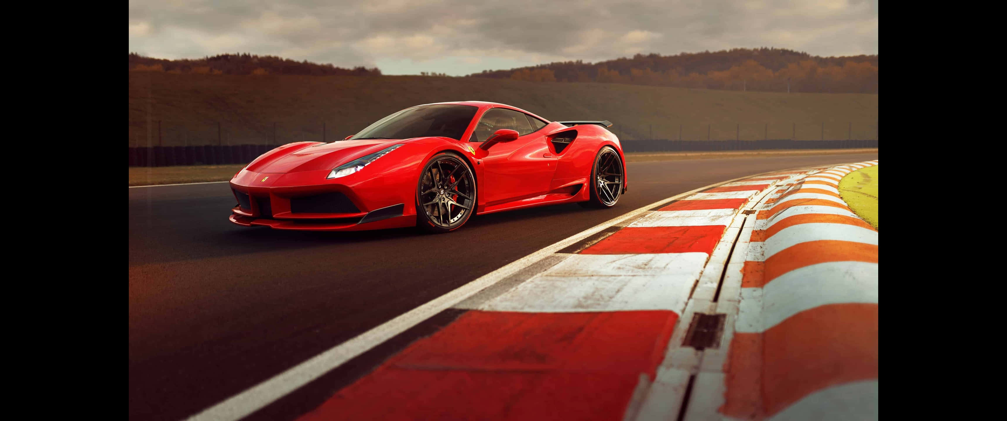 3440x1440p Ferrari Agtergrond Rooi Wit Lyne Muurpapier