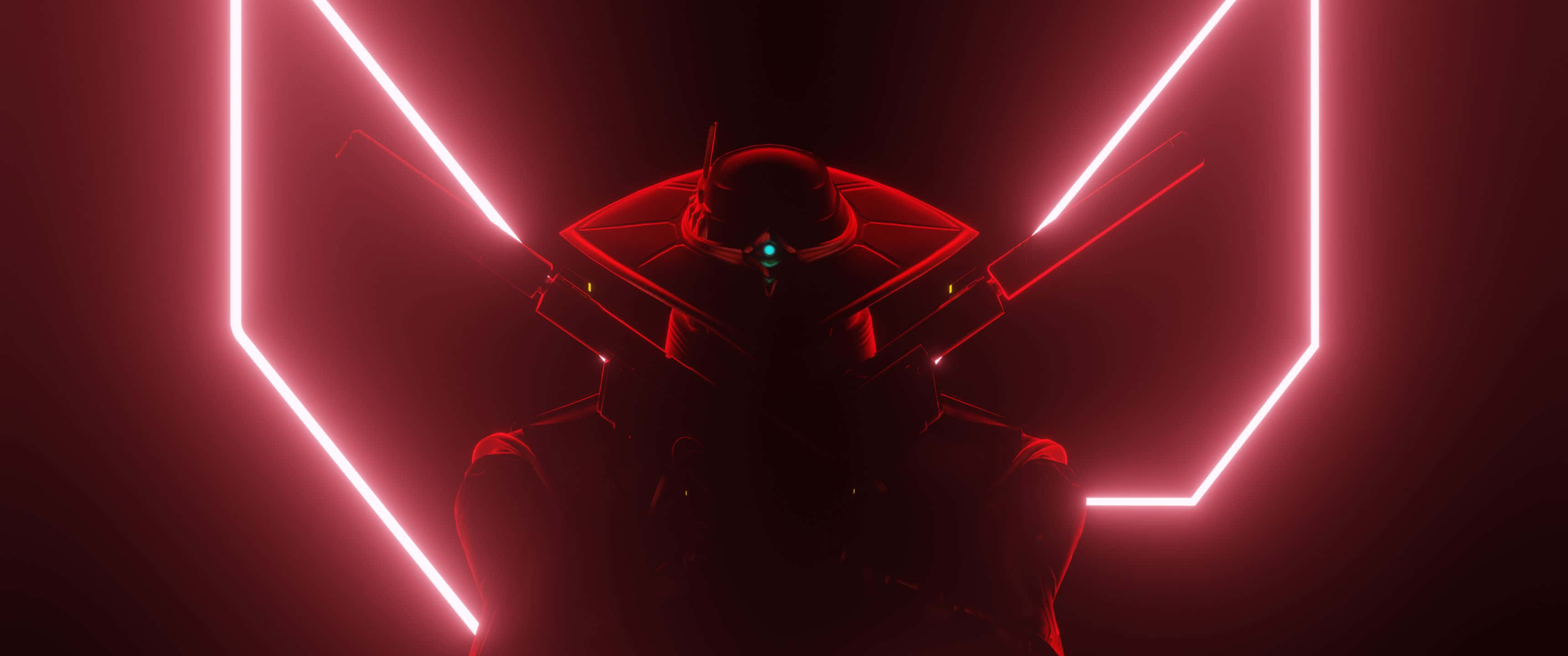 3440x1440p Valorant Cypher Rooi Agtergrond Muurpapier
