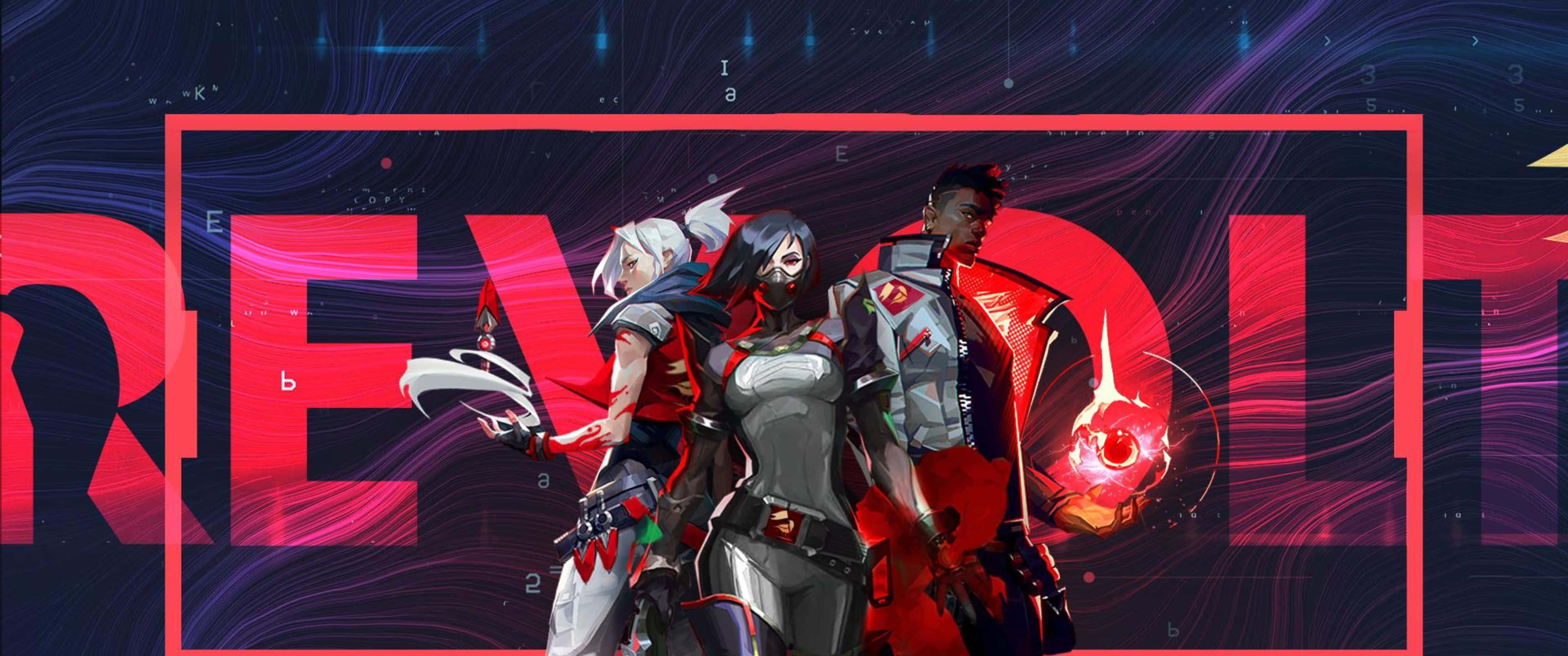 3440x1440p Valorant Jett Viper Phoenix Agtergrond Muurpapier