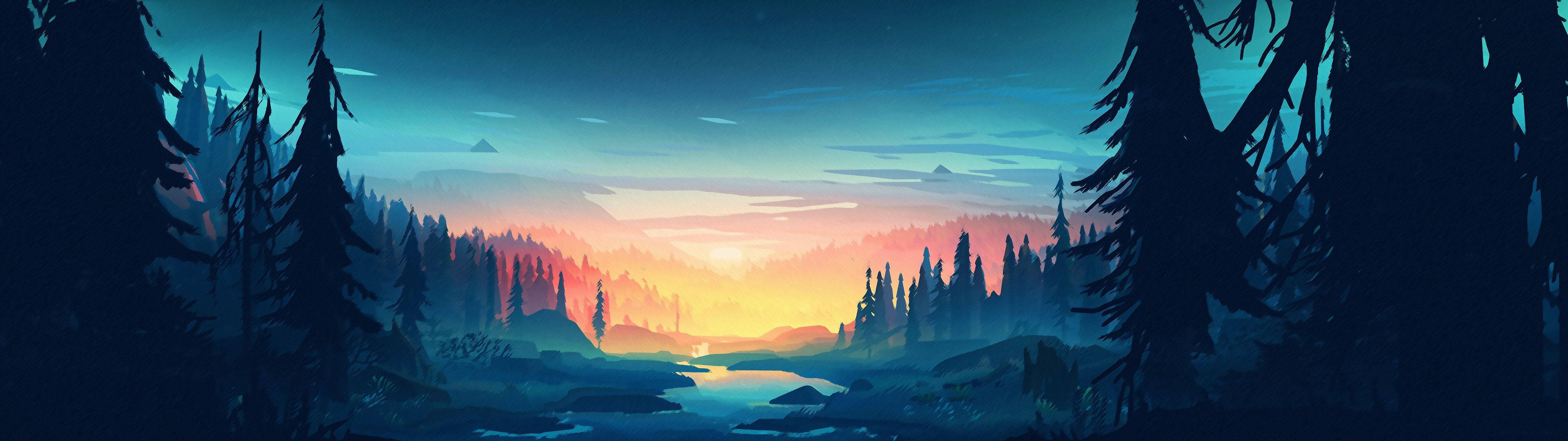 3840x1080 HD Dubbele Monitor Natuurkuns Muurpapier