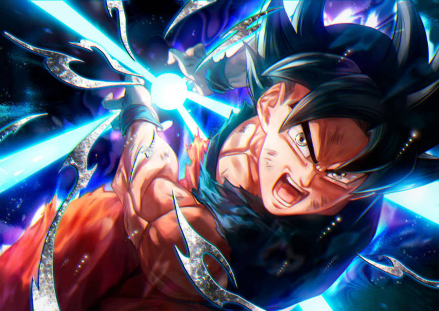 3D Anime Goku wat Dragon Ball doen in 8K Muurpapier