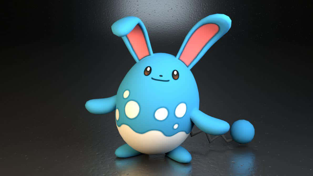 3D Azumarill Swart Agtergrond Muurpapier