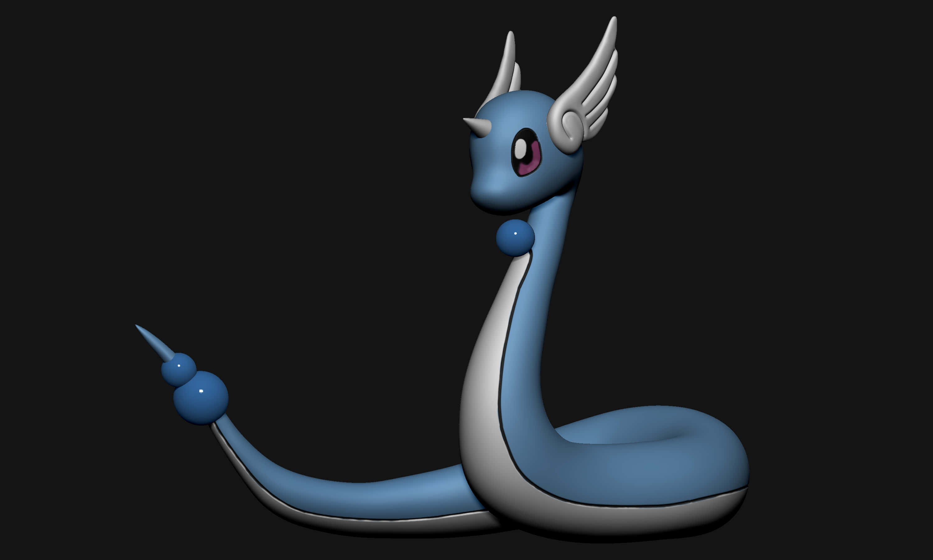 3D Dragonair Pokemon Op Swart Agtergrond Muurpapier