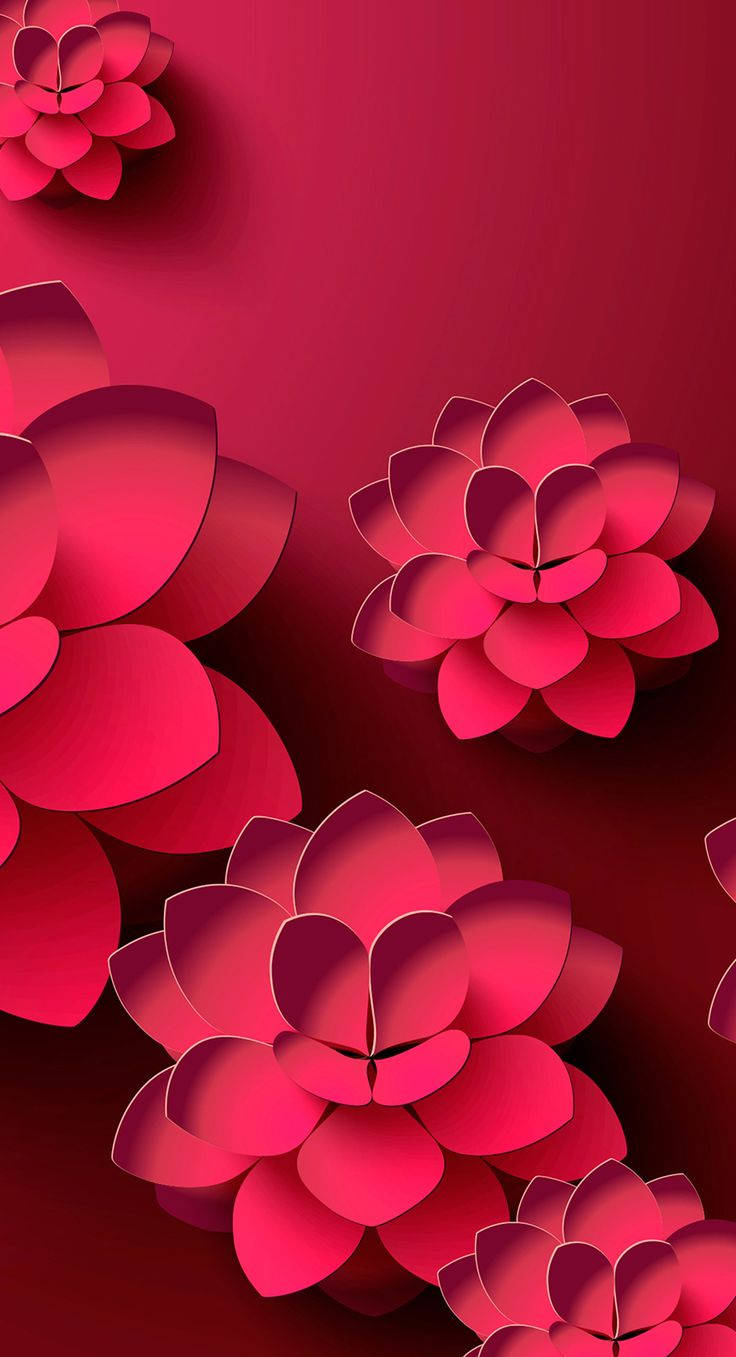 3D Foon Magenta Lotusblomme Muurpapier