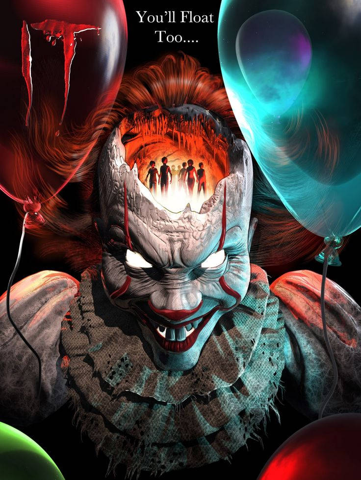 3D Gruwel Pennywise van IT Muurpapier