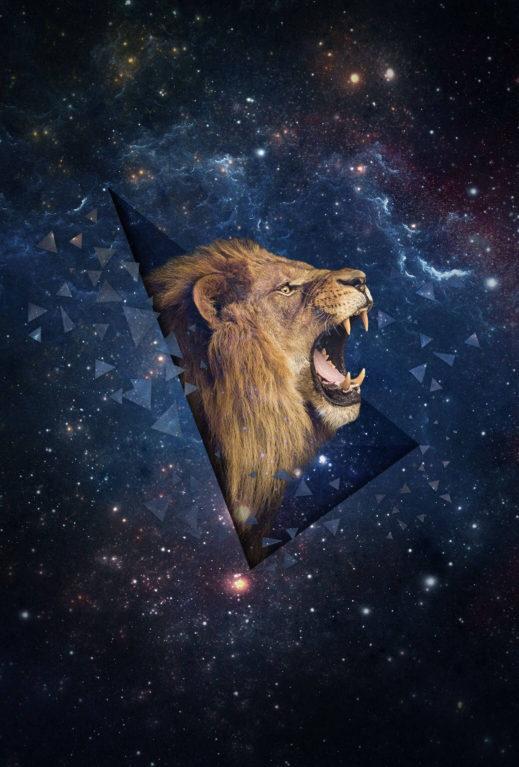 3D Leeu Galaxie Muurpapier