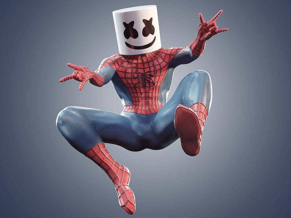 3D Snaakse Marshmello Spiderman-agtergrond