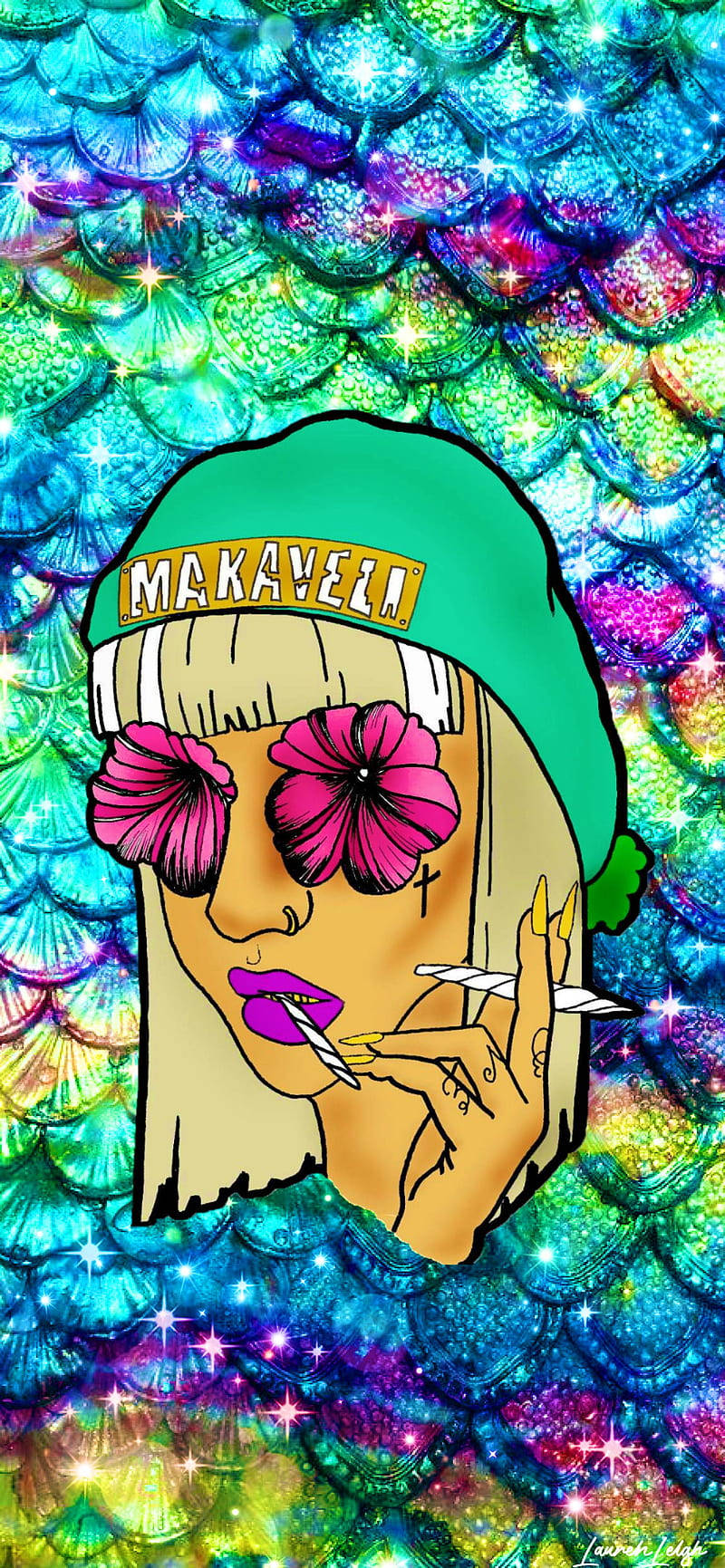 420 Mermaid Fin Patroon Muurpapier