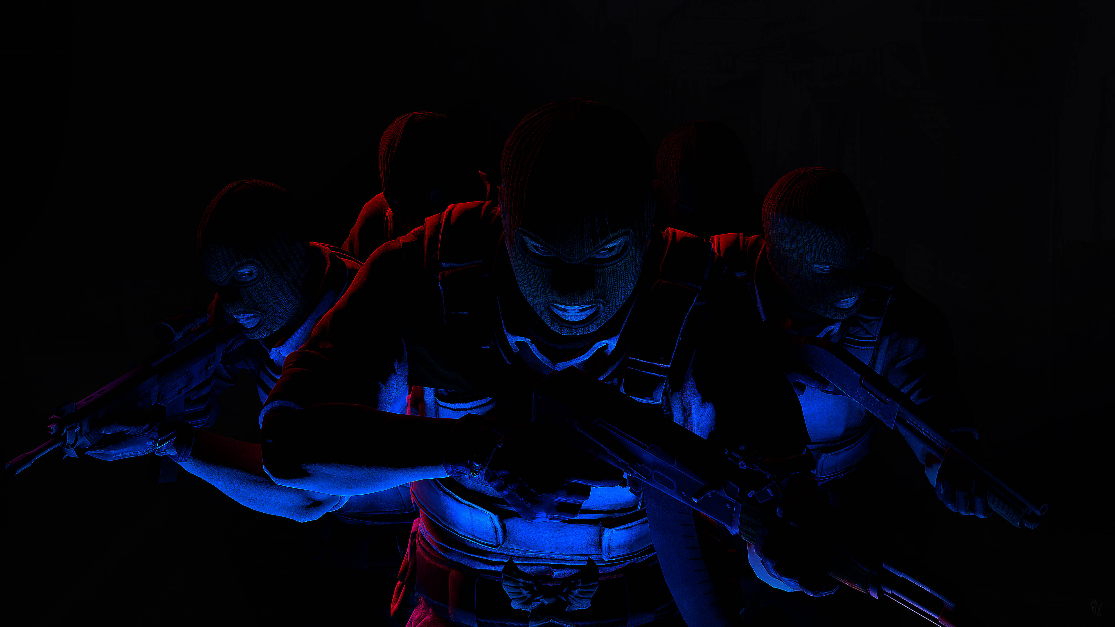 4K-aksiebelaaide konfrontering in CS: GO Elite Crew-toneel Muurpapier