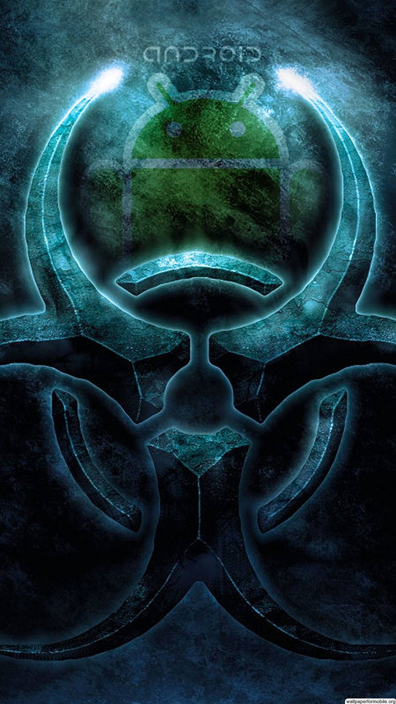 4K Android Biohazard Simbool Muurpapier