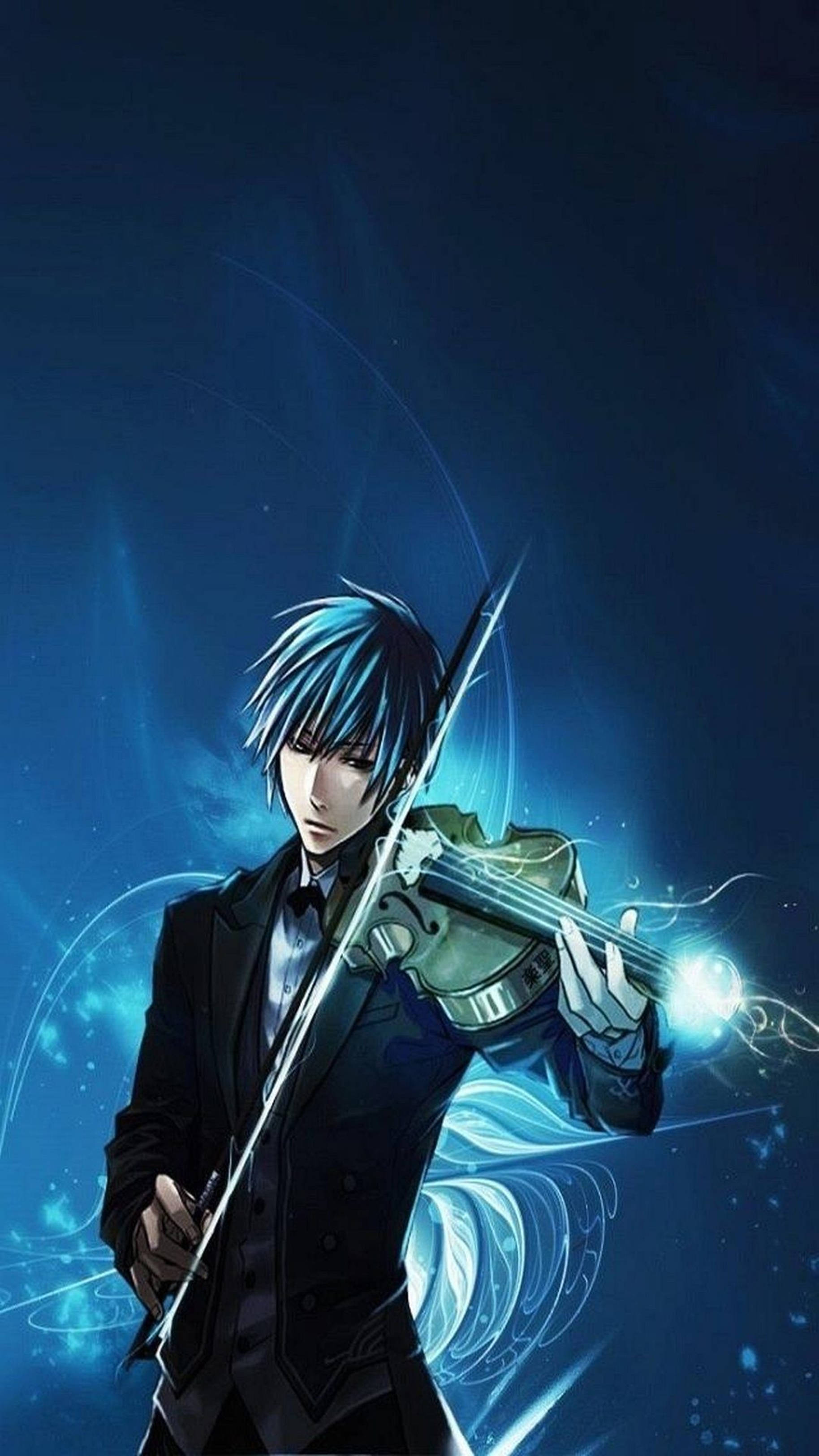 4K Anime IPhone Kêrel wat Viool Speel — Anime seun Muurpapier