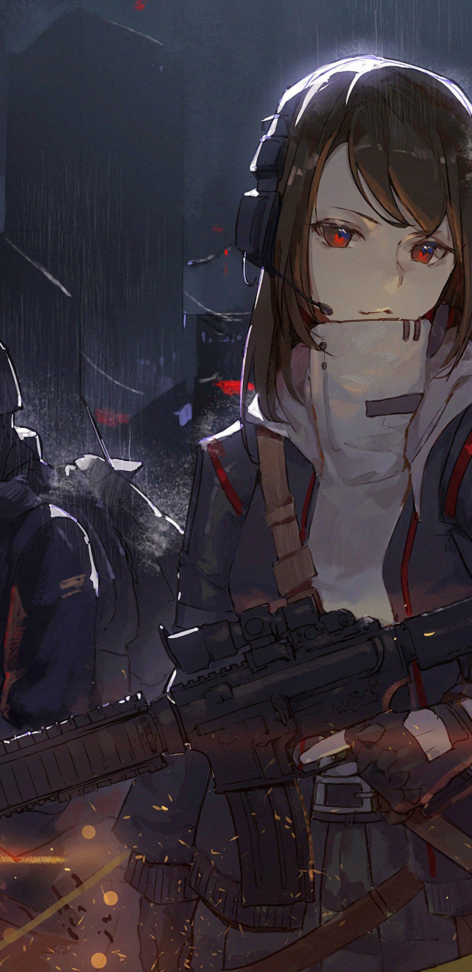 4K Anime iPhone Felle Gewapende Meisie Muurpapier