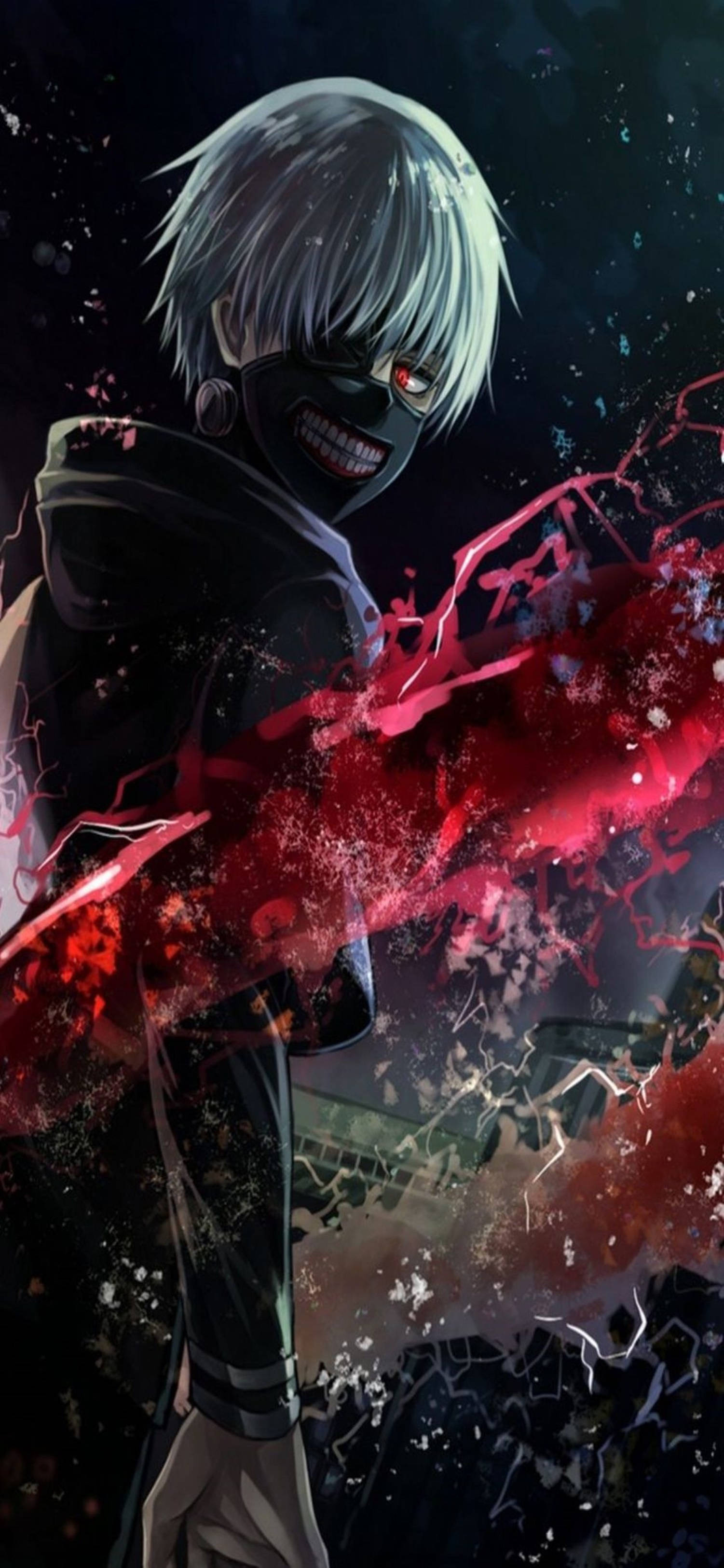 4K Anime iPhone Tokyo Ghoul Rooi Hand Muurpapier
