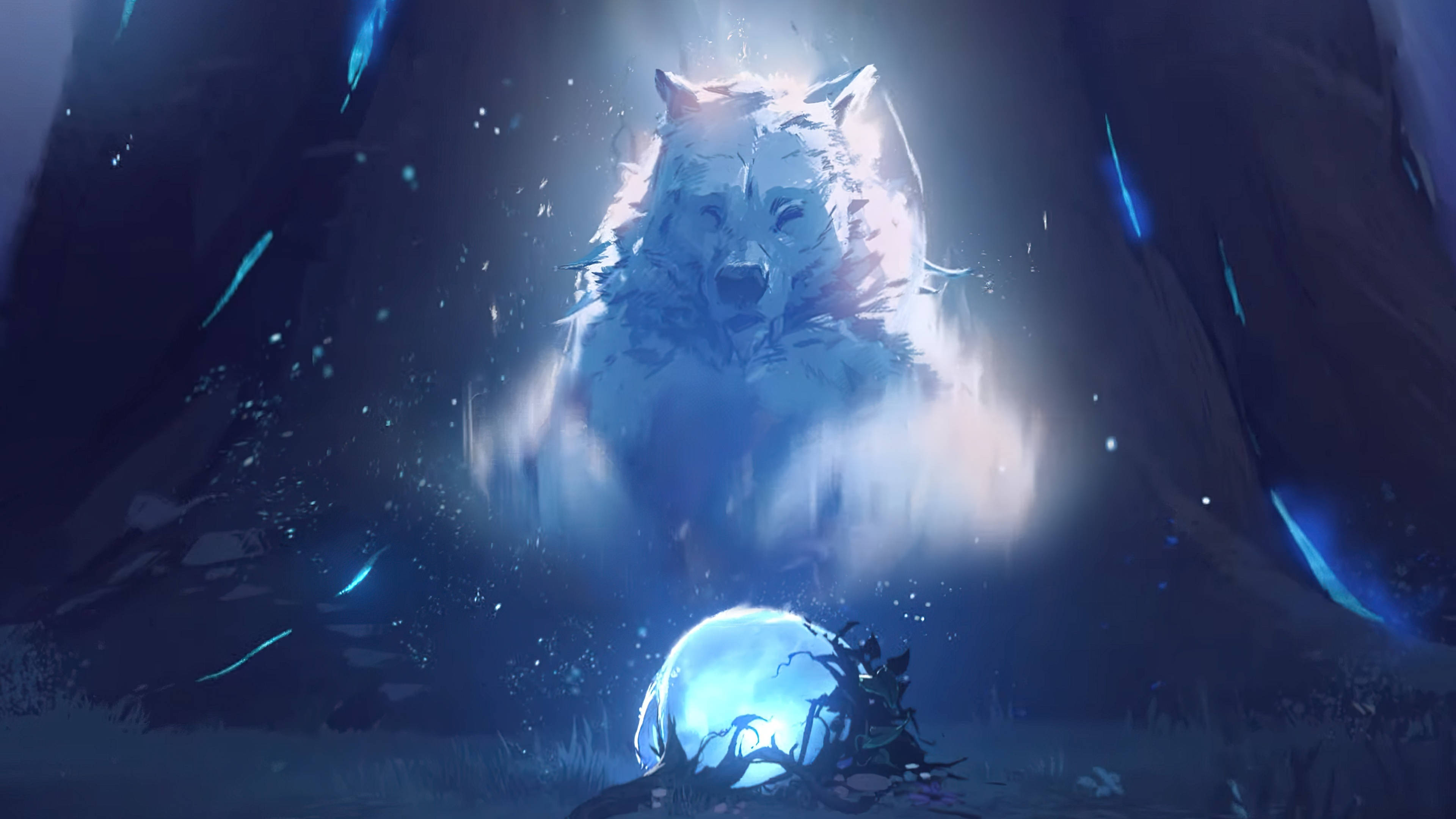 4K Bewegende Wolf Beeld Buroblad Muurpapier