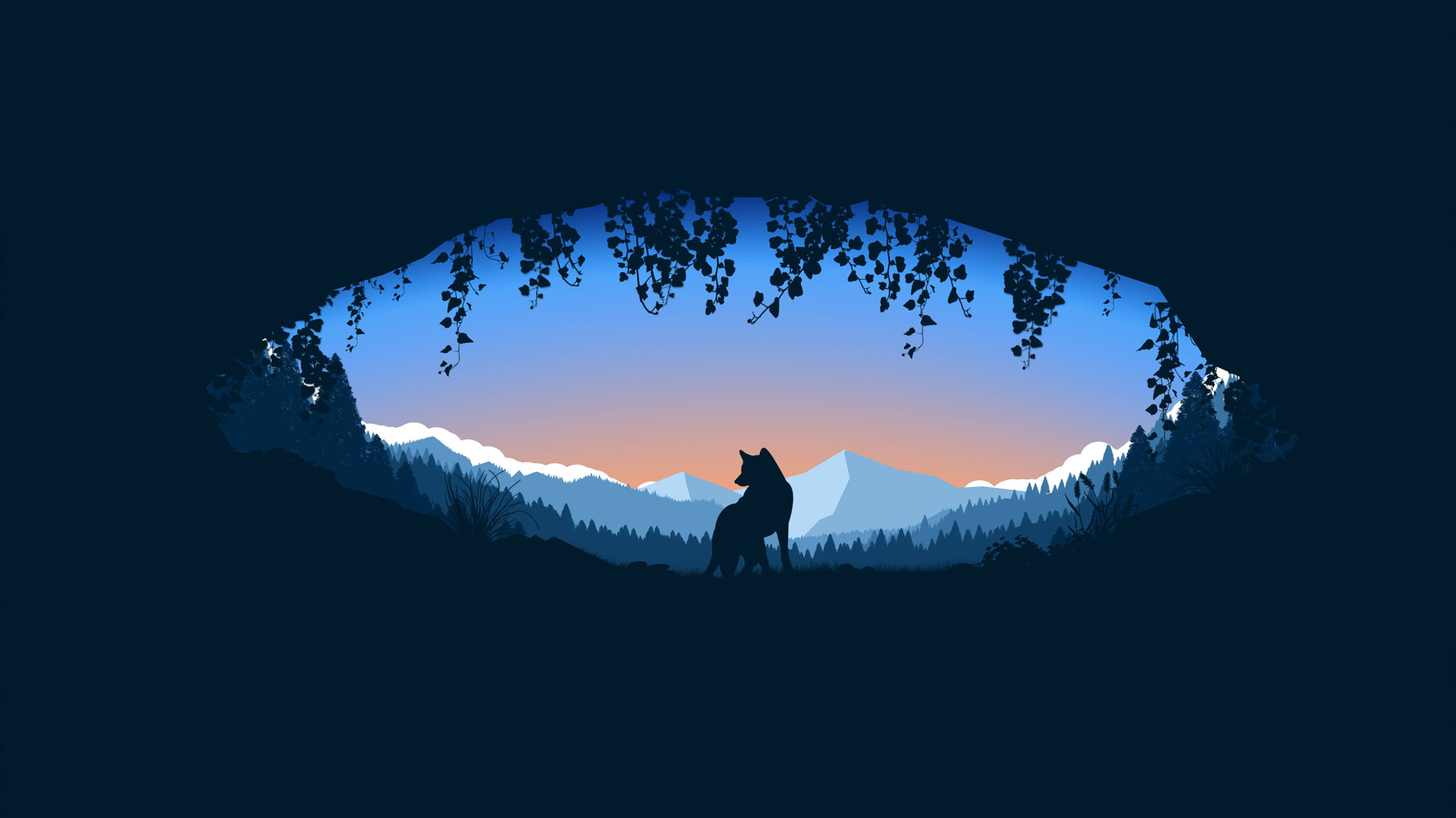 4K Bewegende Wolf in 'n Grot Muurpapier