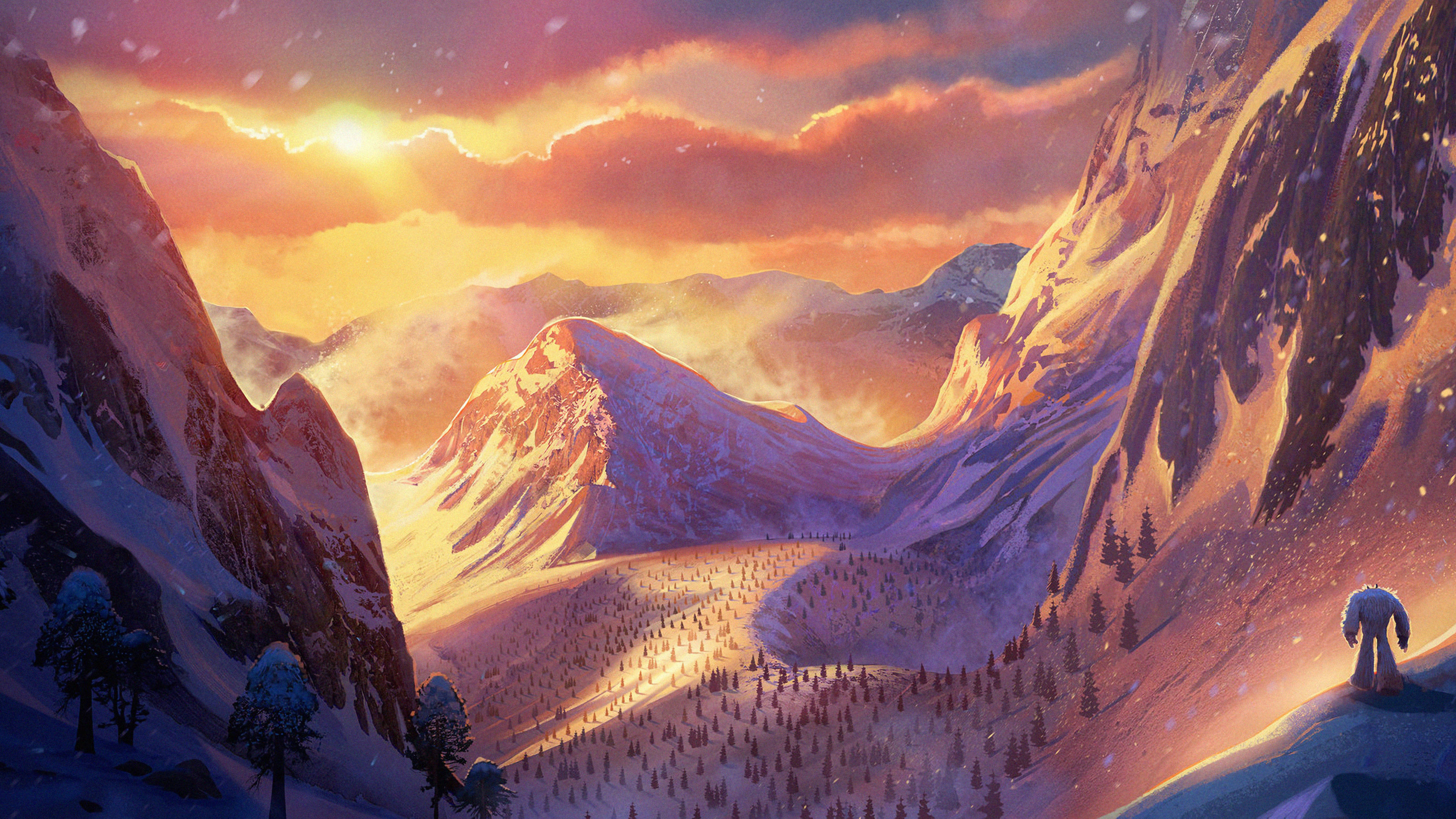 4K Bewegende Yeti In Die Berge Muurpapier