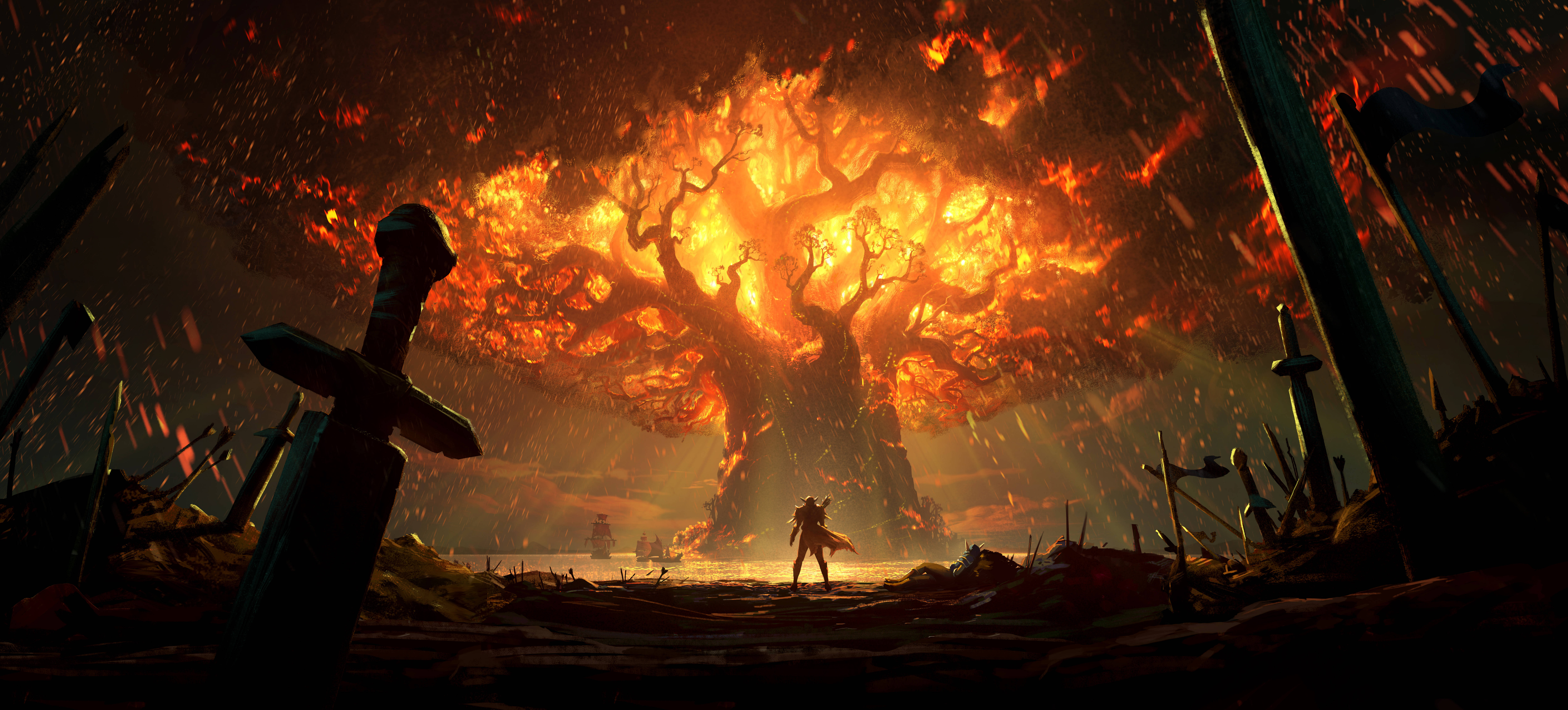 4K Gaming-foon Teldrassil World of Warcraft Muurpapier