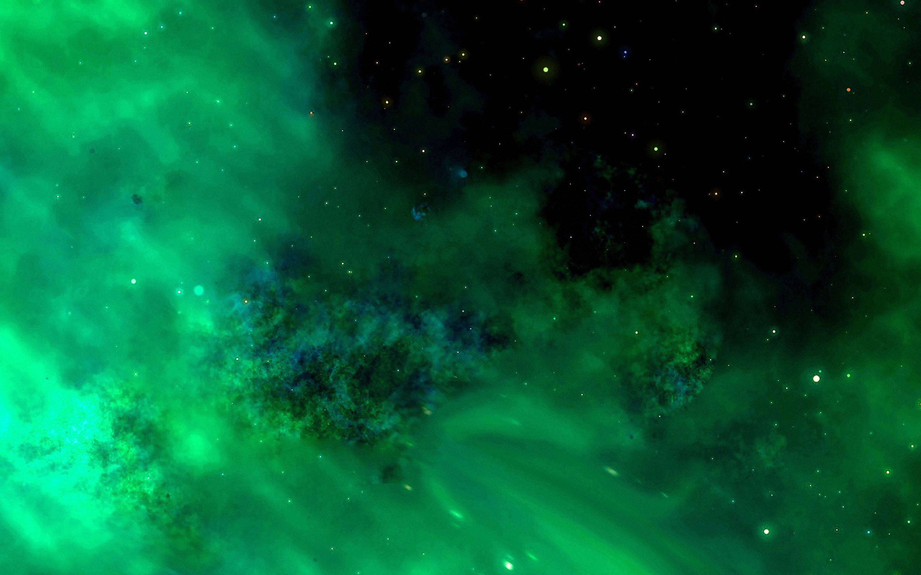 4K Groen Wolke en Sterre Muurpapier