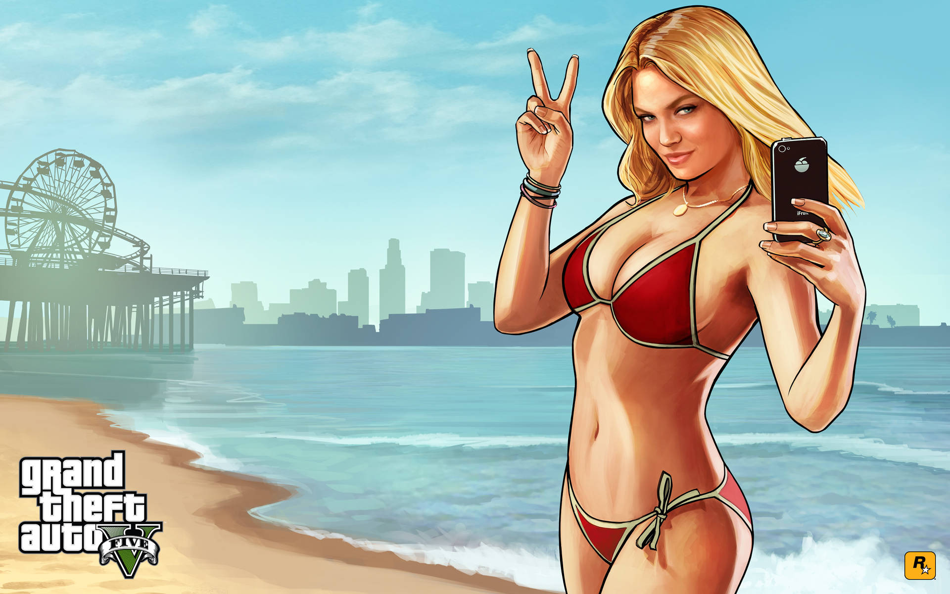 4K GTA 5 Bikini Meisie by die Strand
