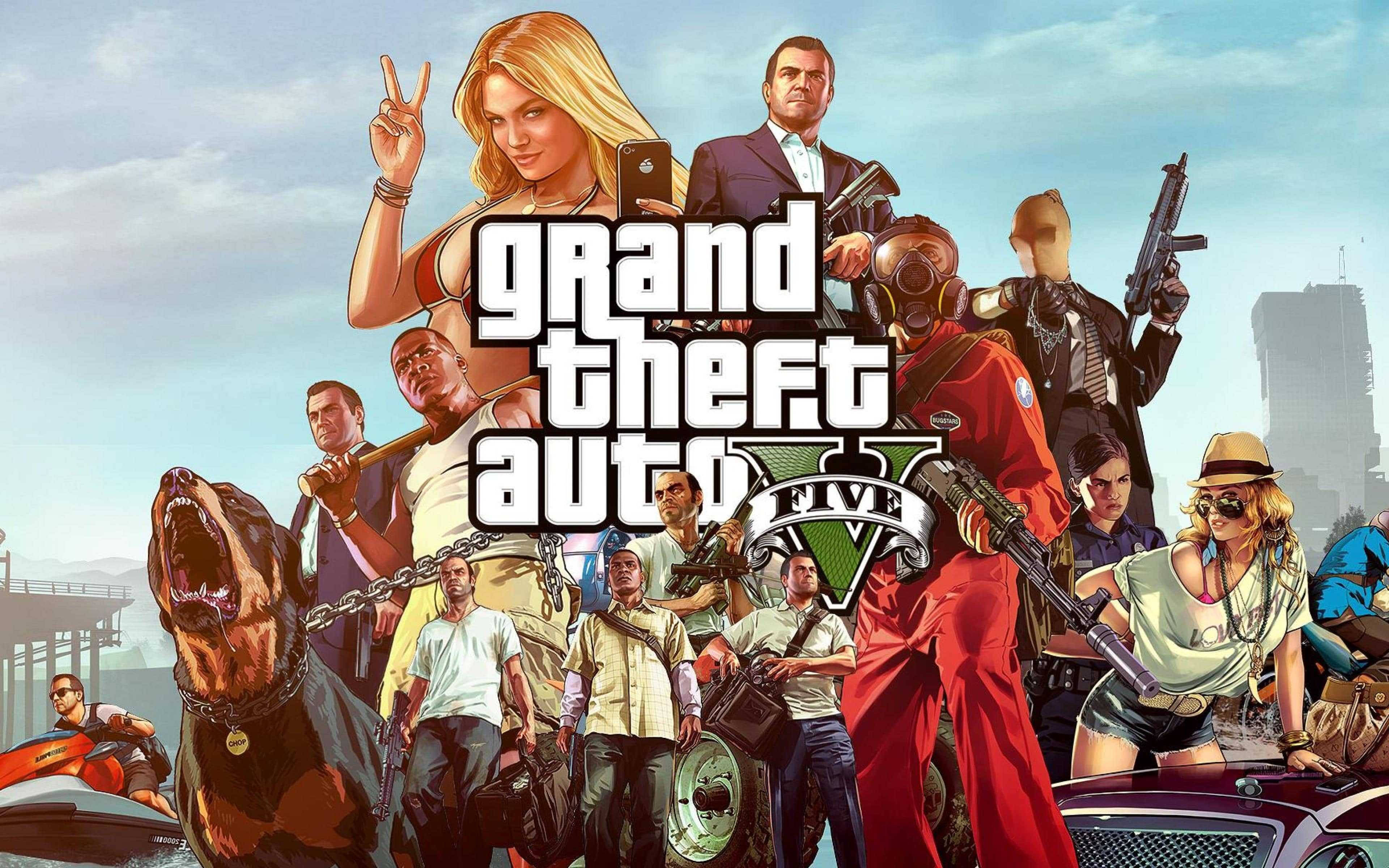 4K GTA 5 Rolverdeling Muurpapier