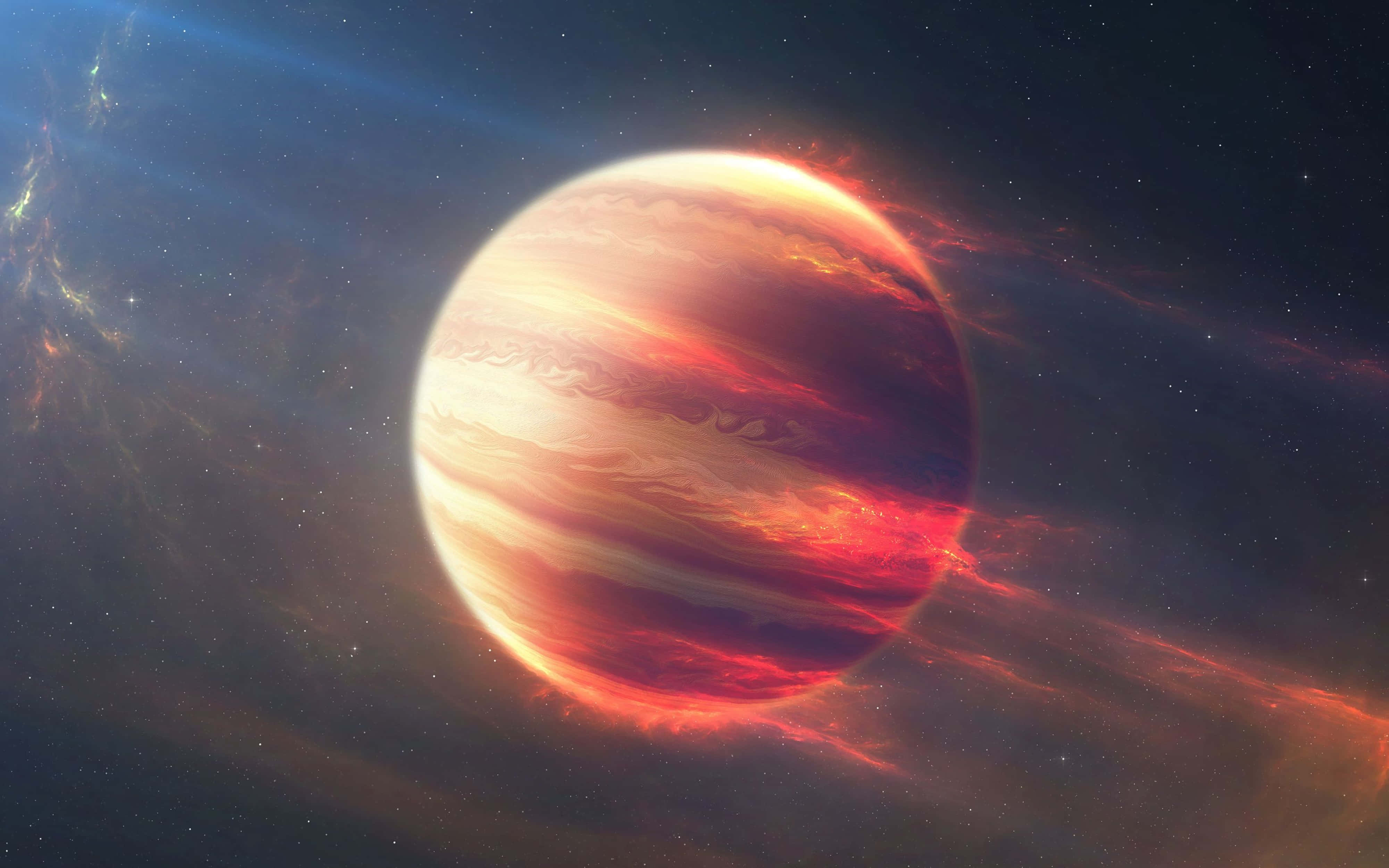 4K Heelal Brandende Jupiter Muurpapier