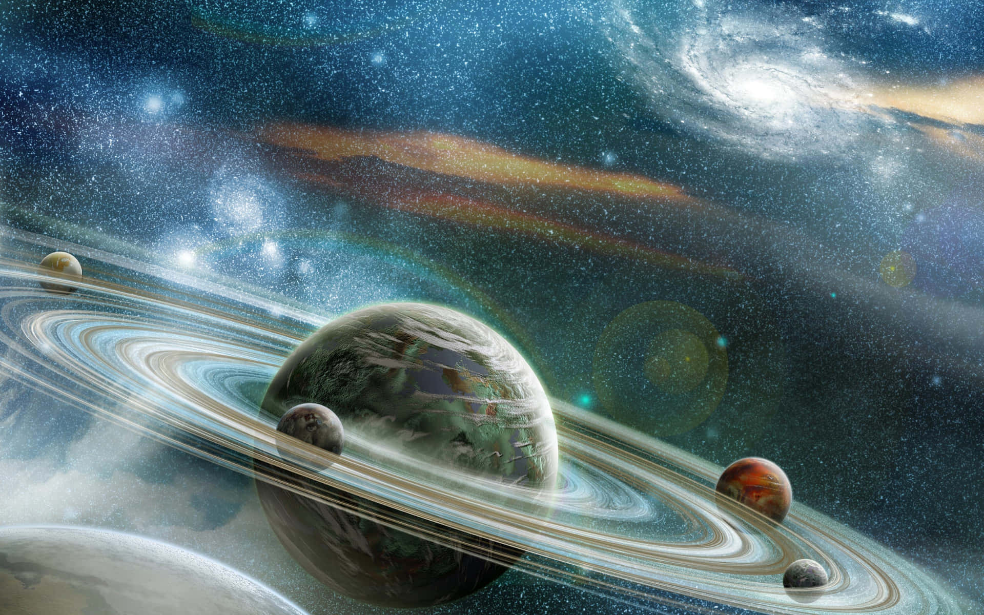 4k Heelal Planeet Saturnus — Sterrestelsel Muurpapier