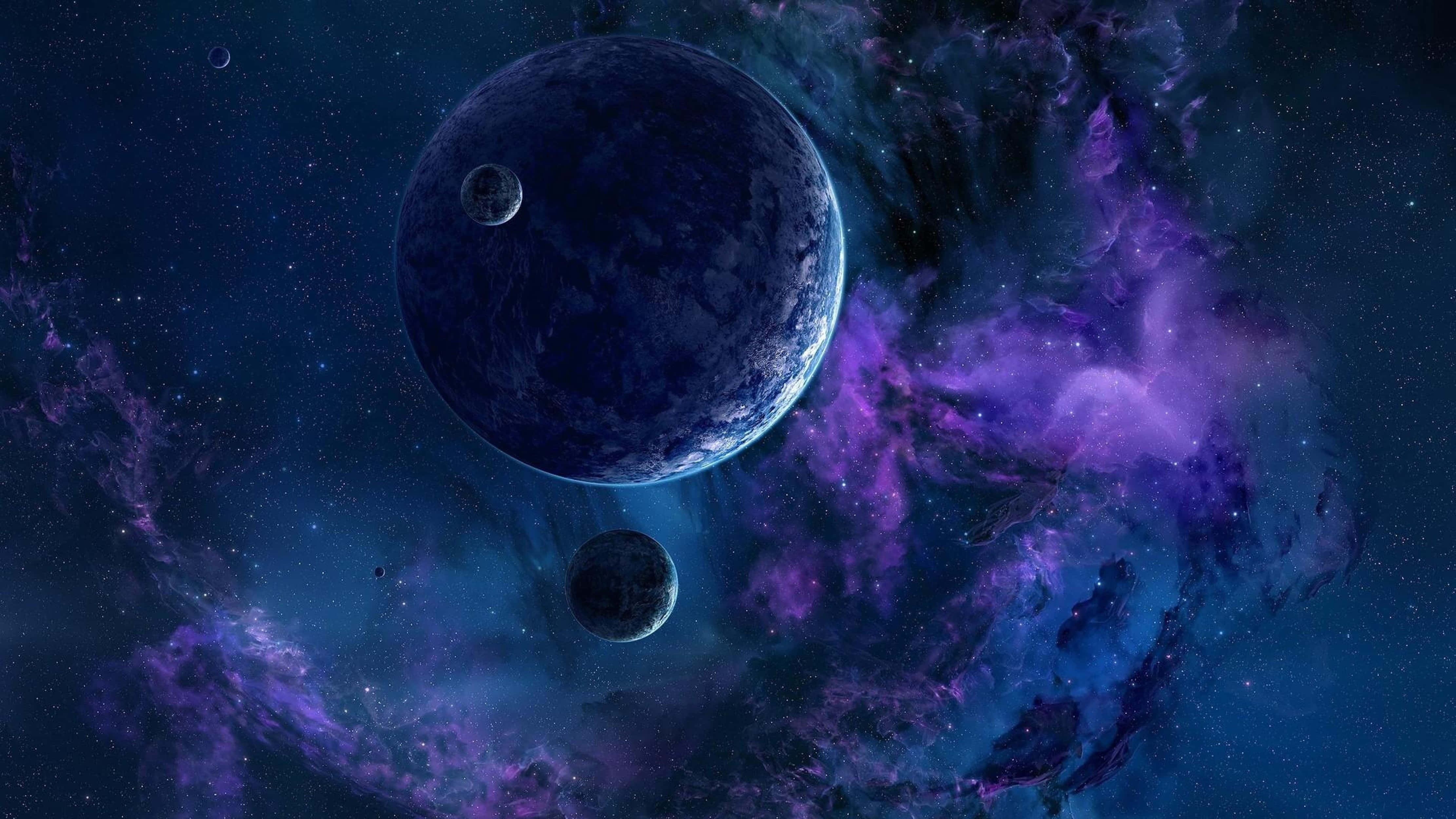 4K Heelal Planeet Met Gaswolk Muurpapier