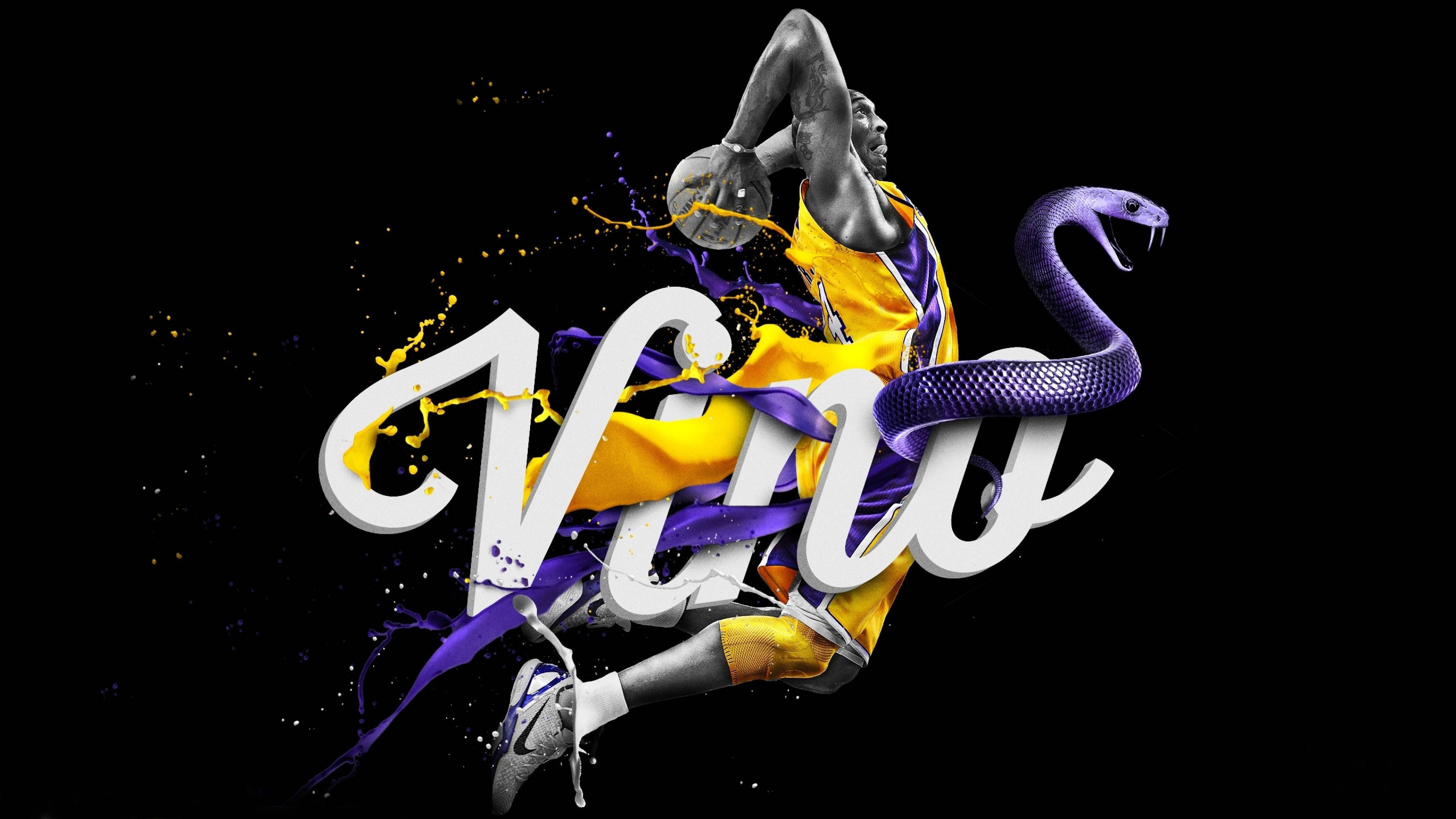 4K NBA Kobe Swart Mamba Muurpapier