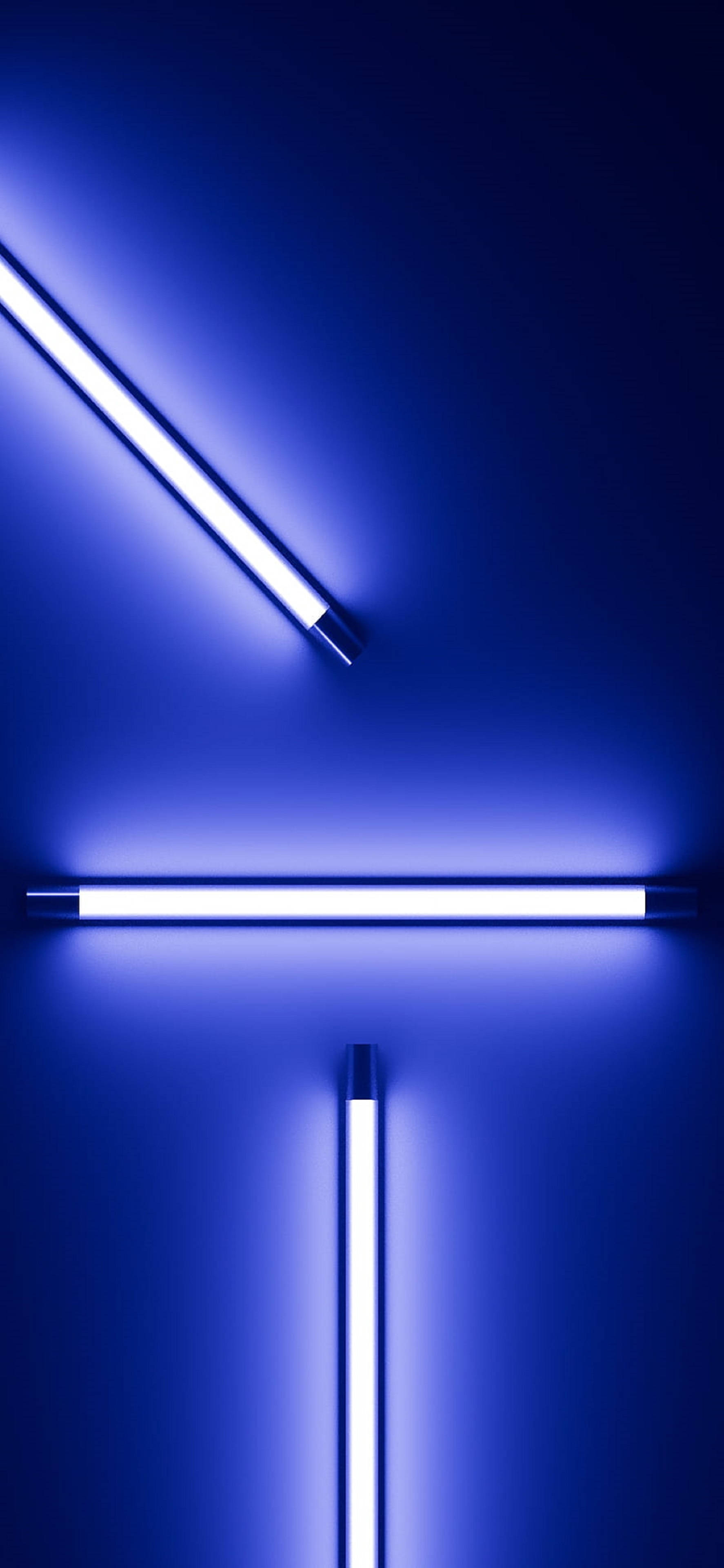 4K Neon iPhone Blou Ligte In Muur Muurpapier