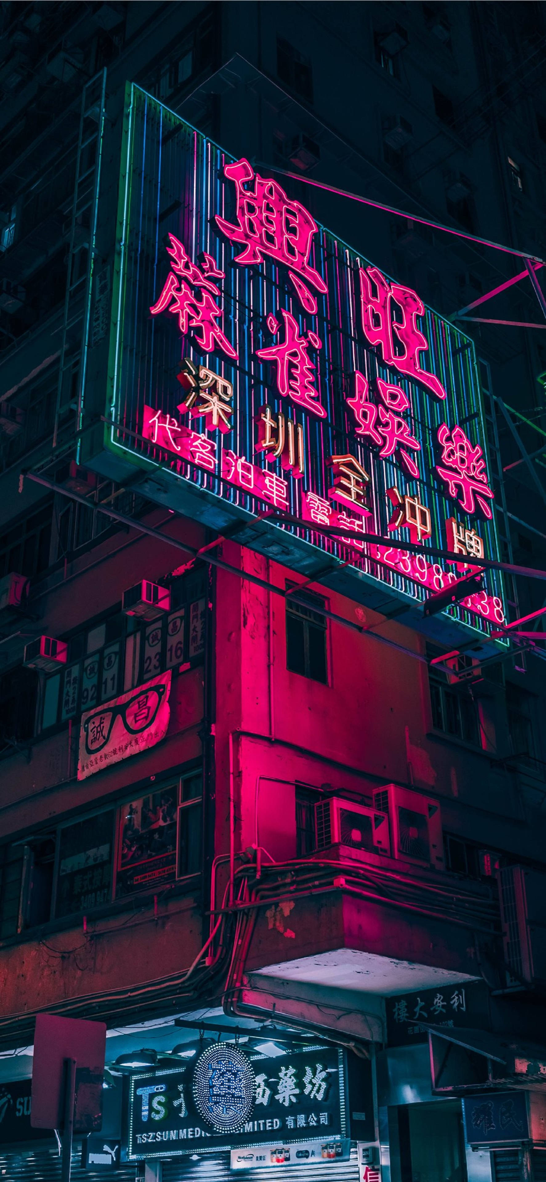 4K Neon iPhone Pers Billboard Muurpapier