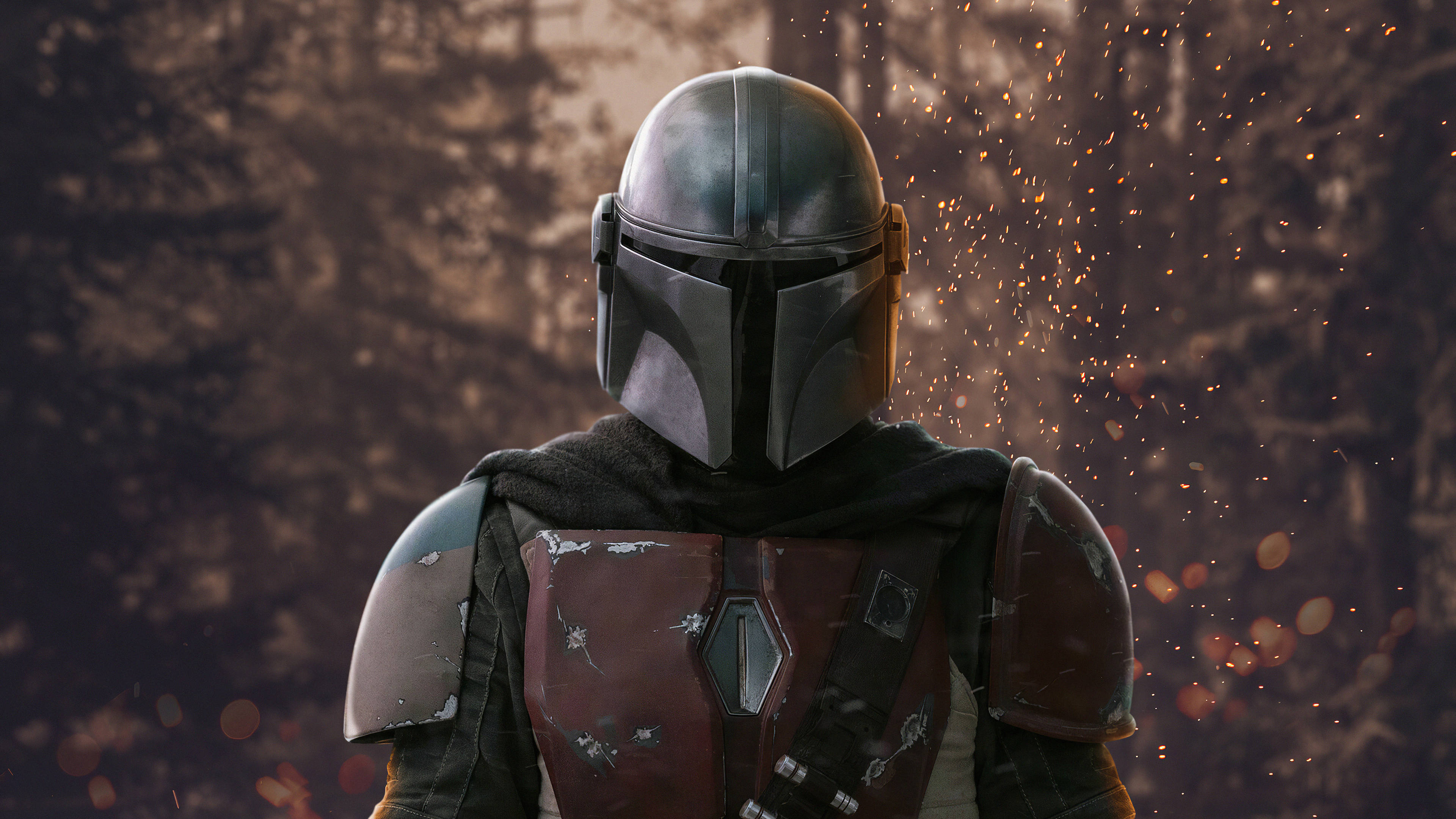 4K The Mandalorian Boba Fett in Donker Bos Muurpapier